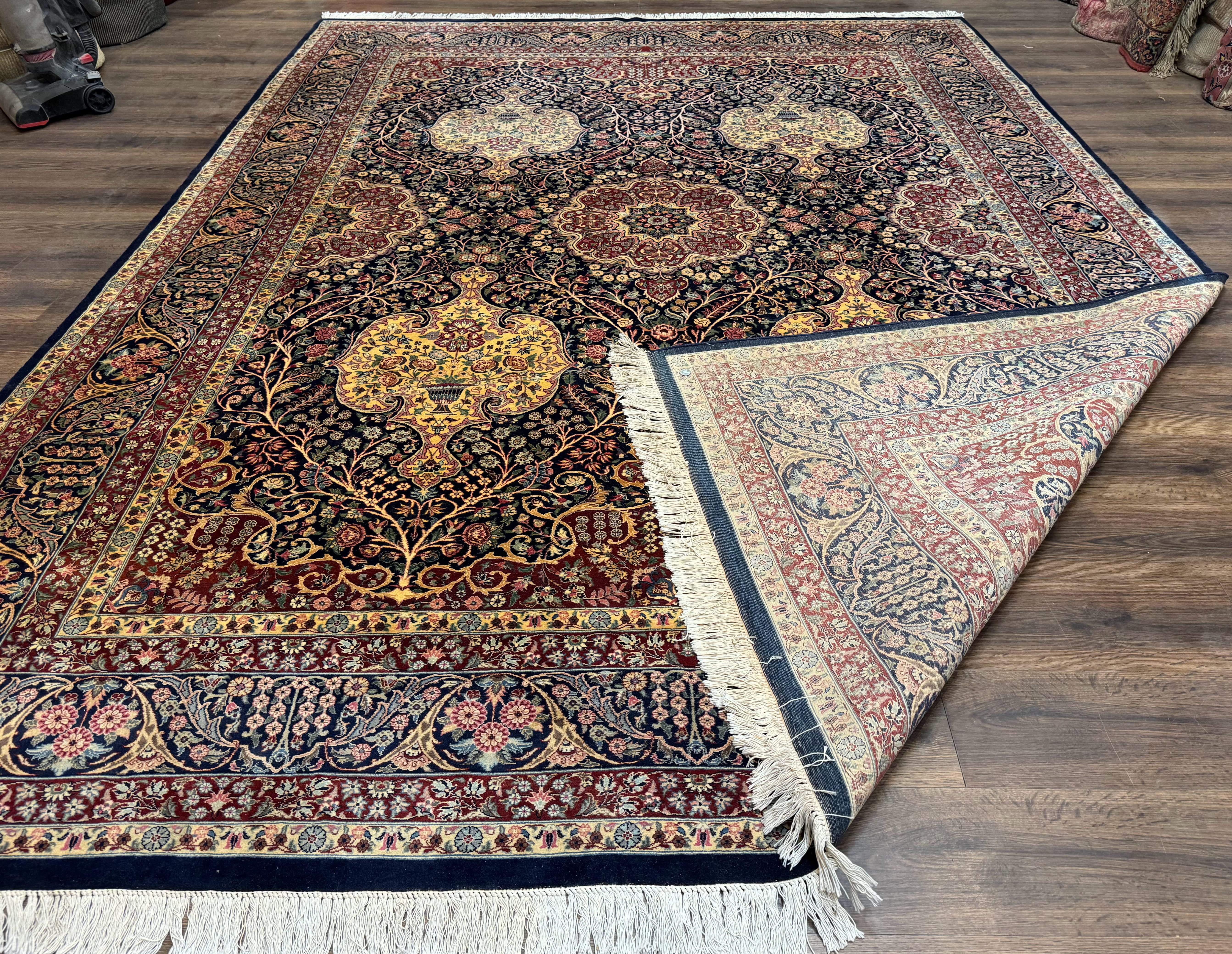 Pak Persian Rug 9x12, Very Fine 270 KPSI, Navy Blue & Dark Red - Jewel Rugs