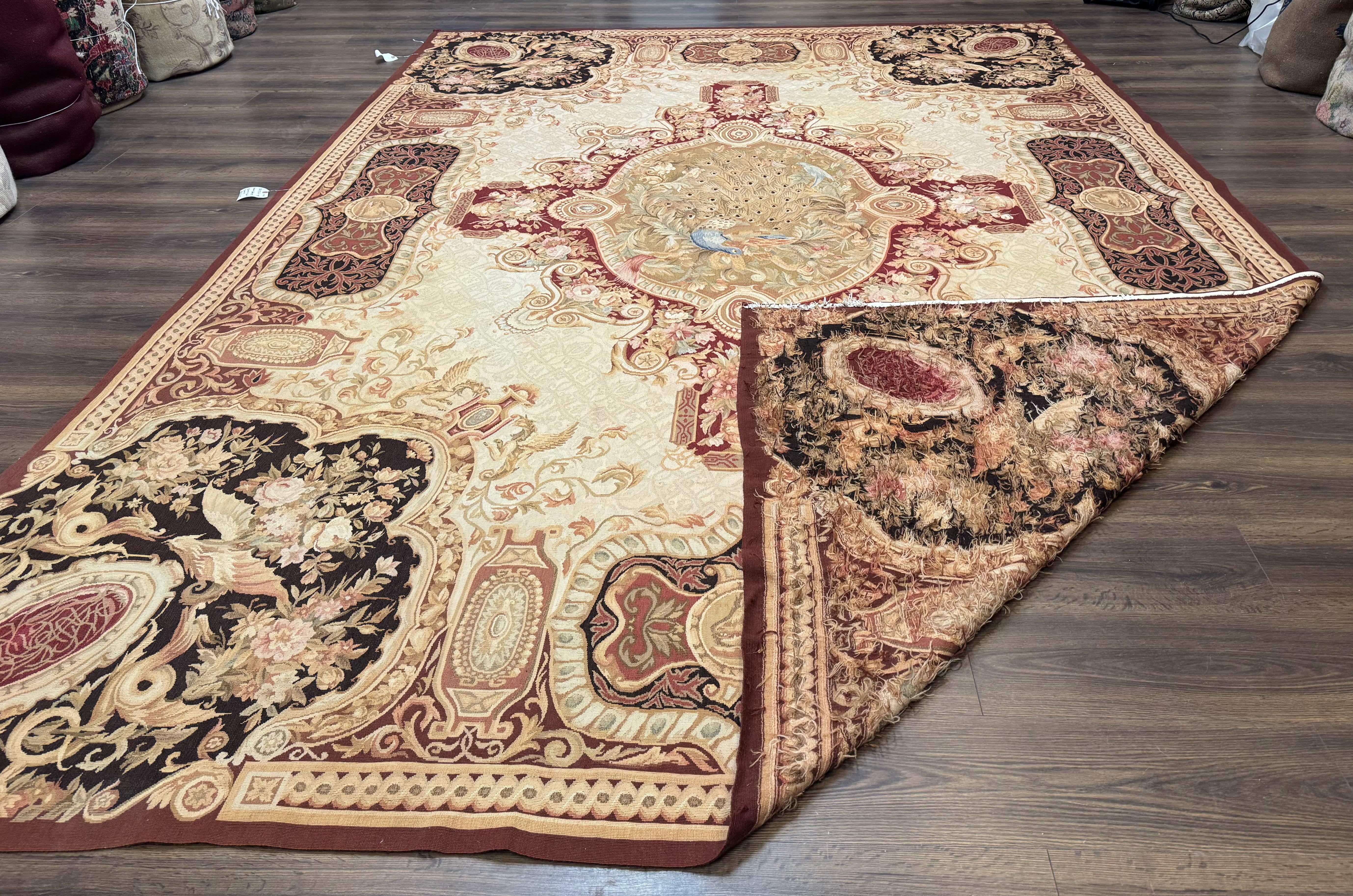 French Aubusson Rug 9x12 - European Design Flatweave Carpet - Jewel Rugs