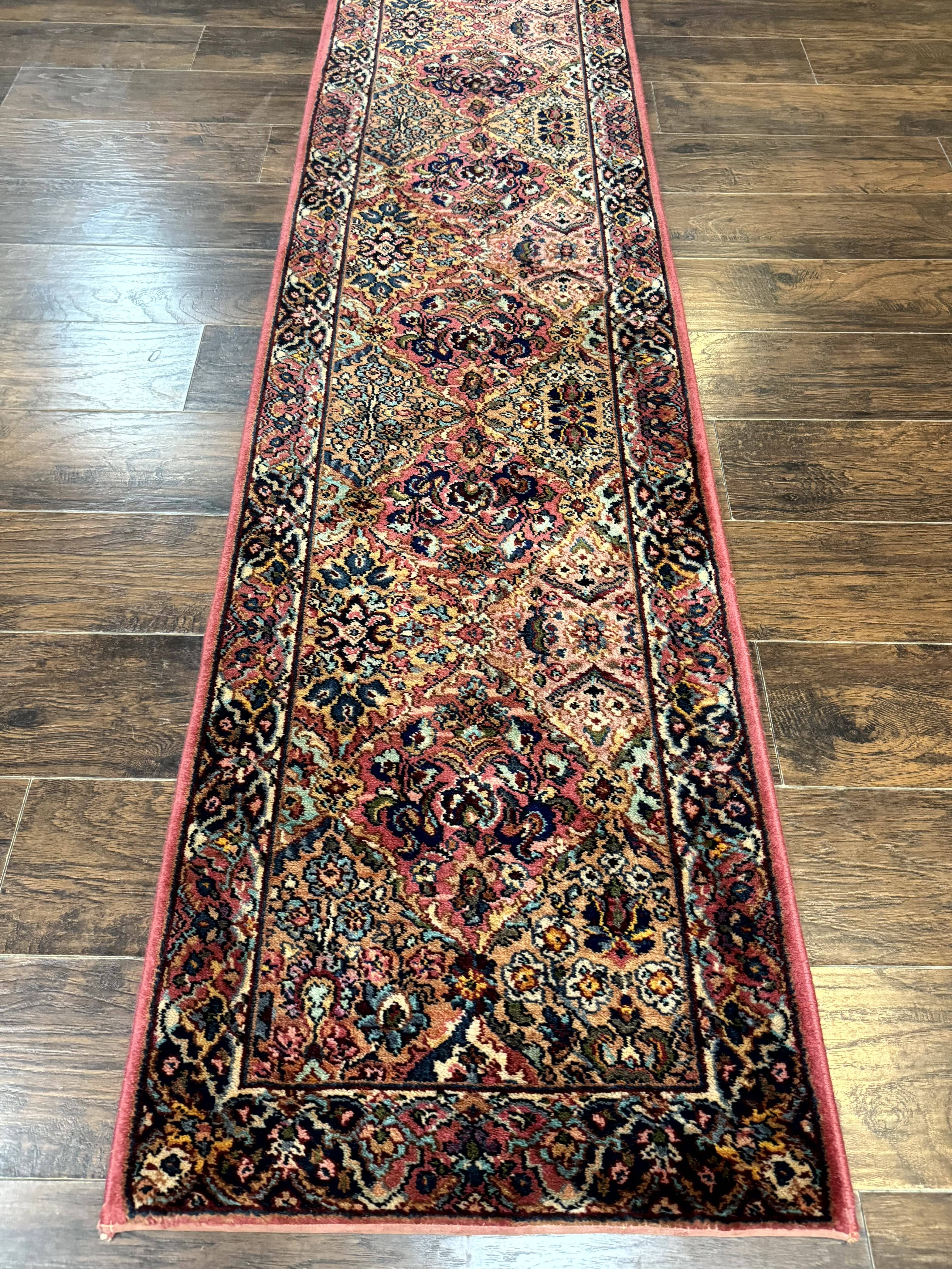 Karastan Runner Rug 2x9, Multicolor Panel Kirman Runner #717, Wool Pile, Original 700 Series, Vintage, Skinny Runner 2 x 9, Rare - Jewel Rugs