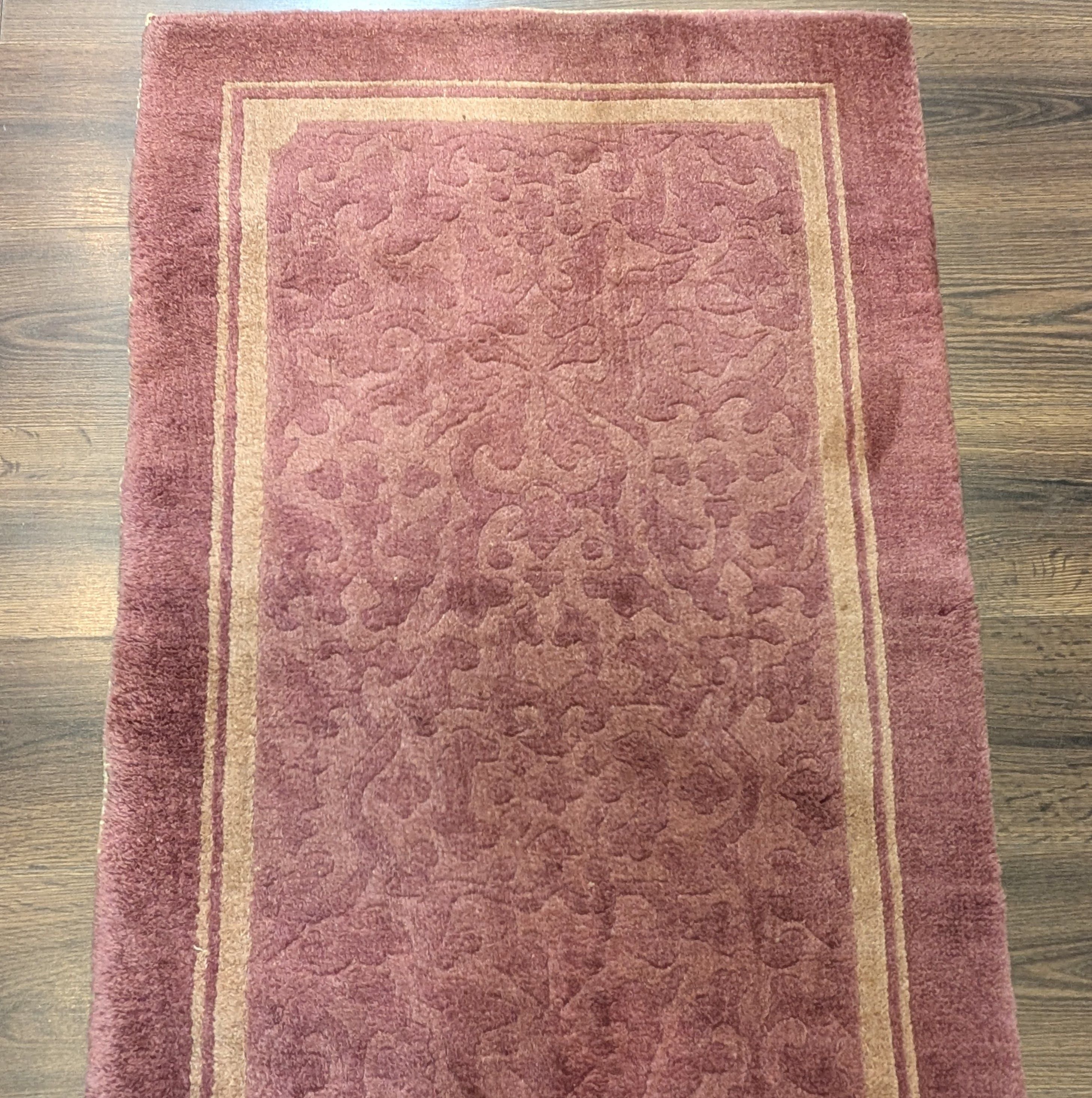 Chinese Wool Rug 2.6 x 5, Pink, Asian Oriental Rug, Fette Rug, Vintage - Jewel Rugs
