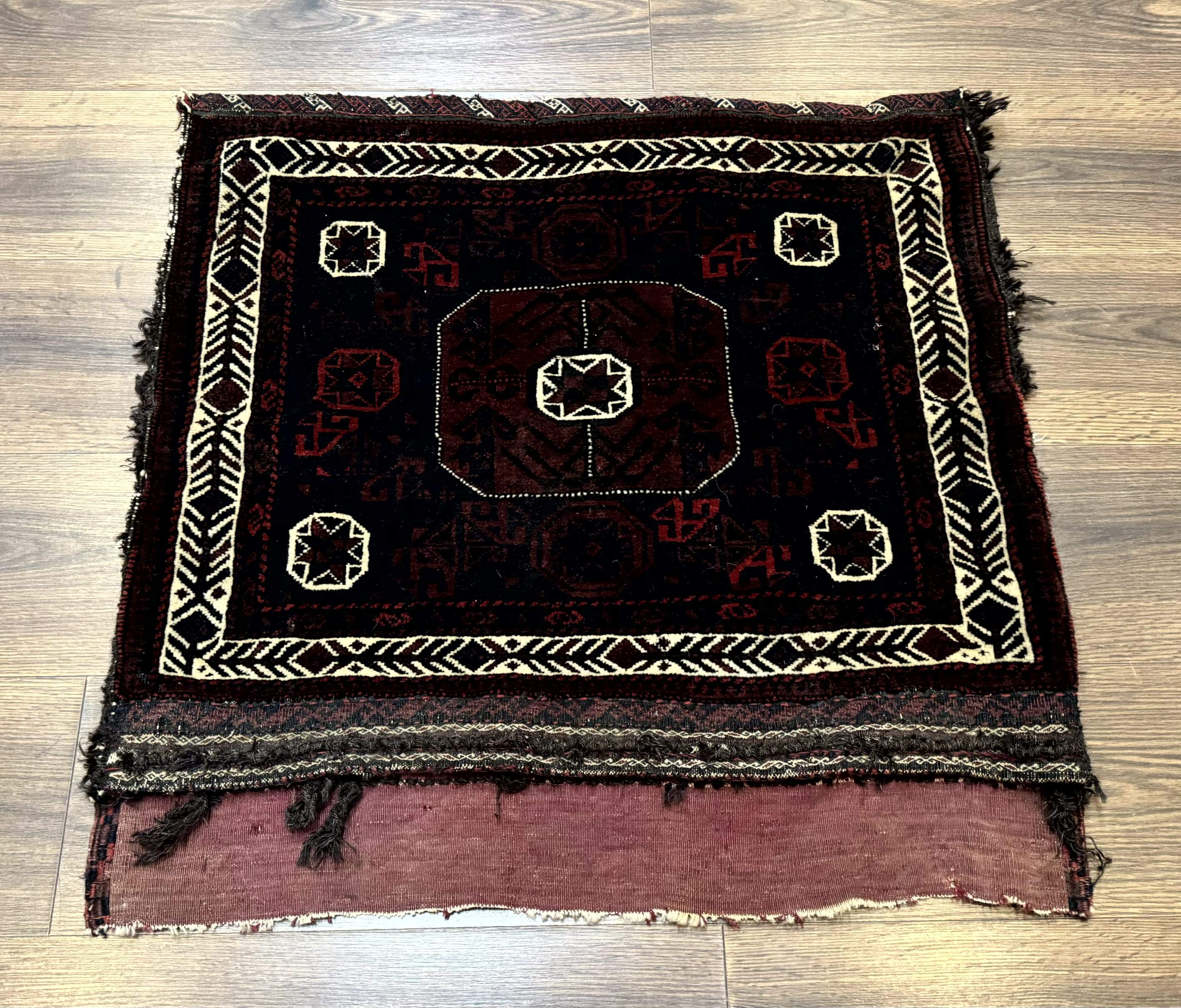 Persian Baluch Bagface Rug 2.6 x 2.6, Navy Blue, Tribal, Antique - Jewel Rugs
