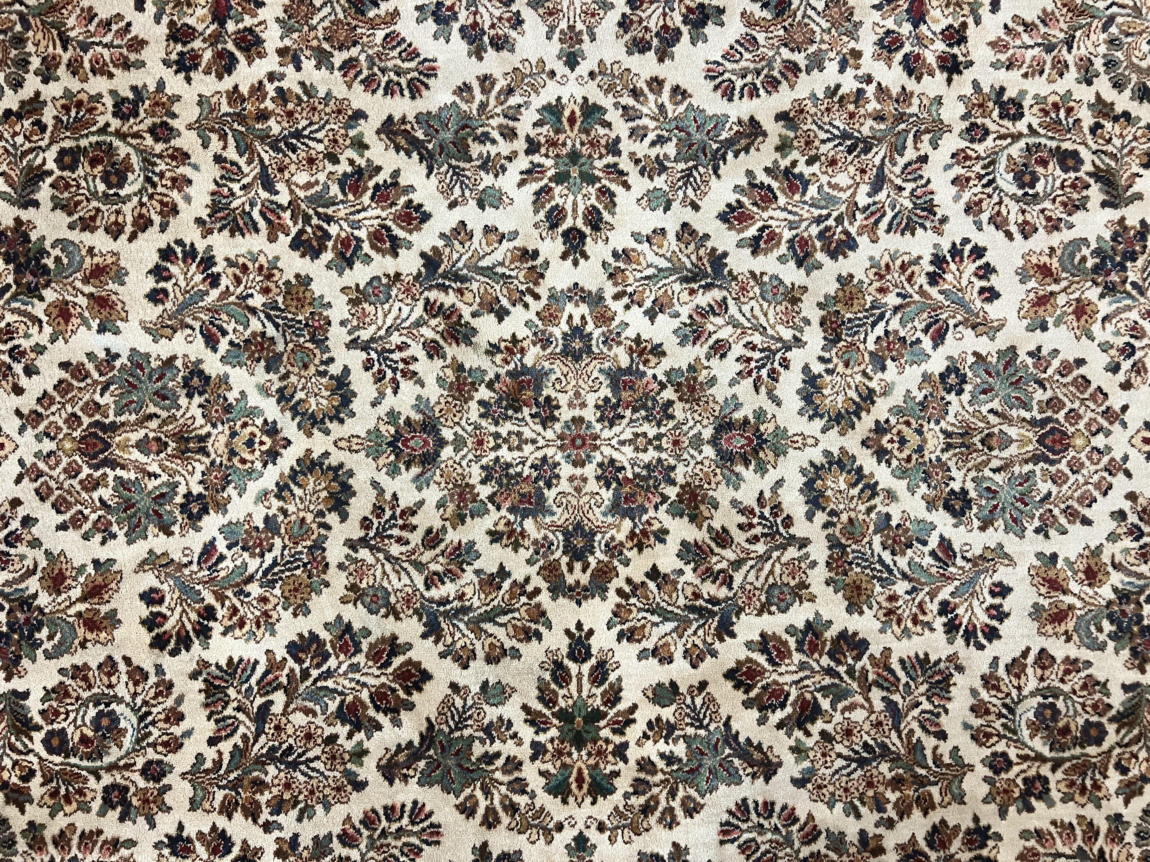 Karastan Rug 8' 8" x 12', Ivory Sarouk #760, Original Karastan Carpet 700 Series, Wool Karastan Area Rug, USA Made, Large Karastan w/ Label - Jewel Rugs