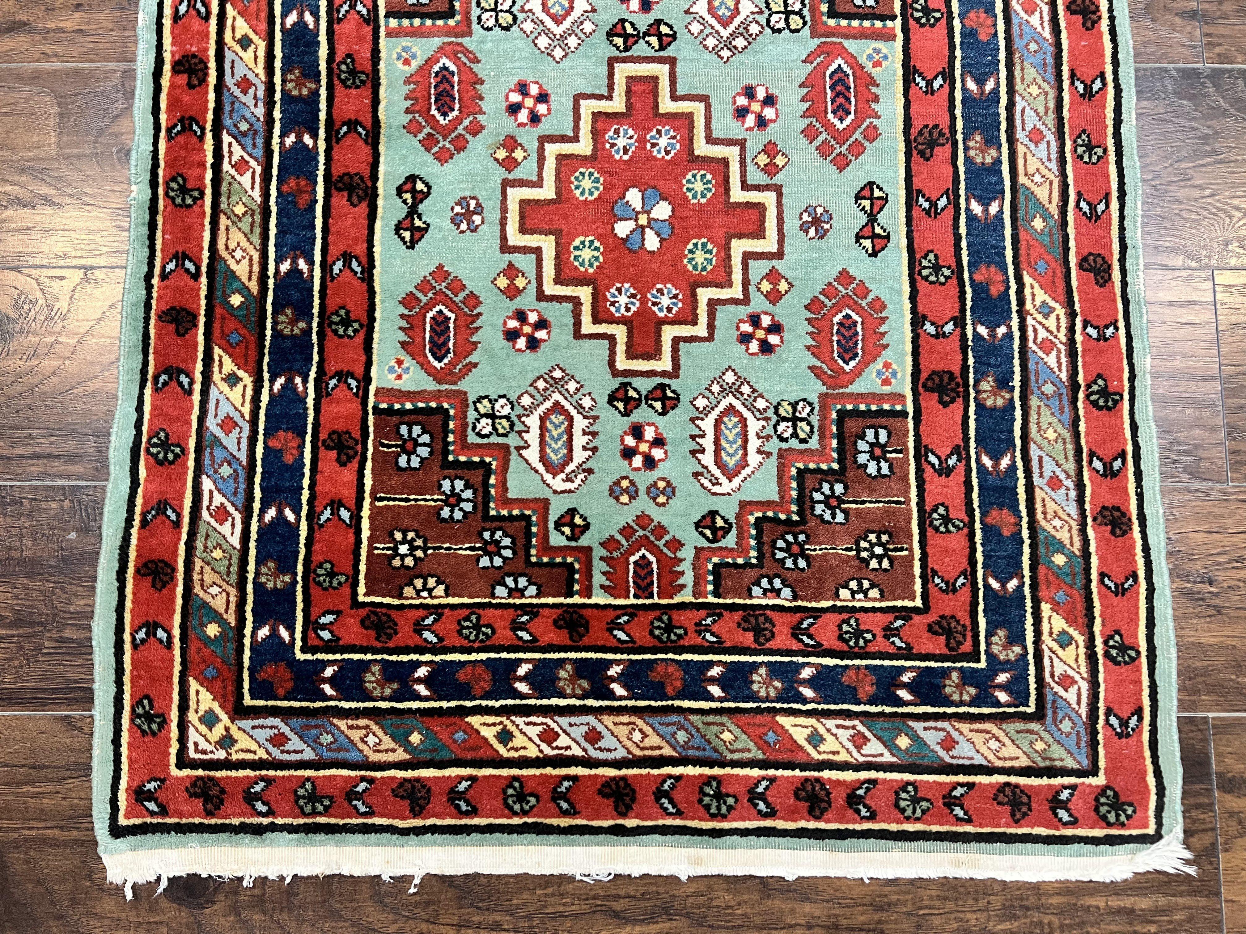 Colorful Turkish Rug 3x6, Geometric Heriz Oriental Carpet, Wool Hand Knotted Vintage Carpet, Oriental Rug 3 x 6 - Jewel Rugs
