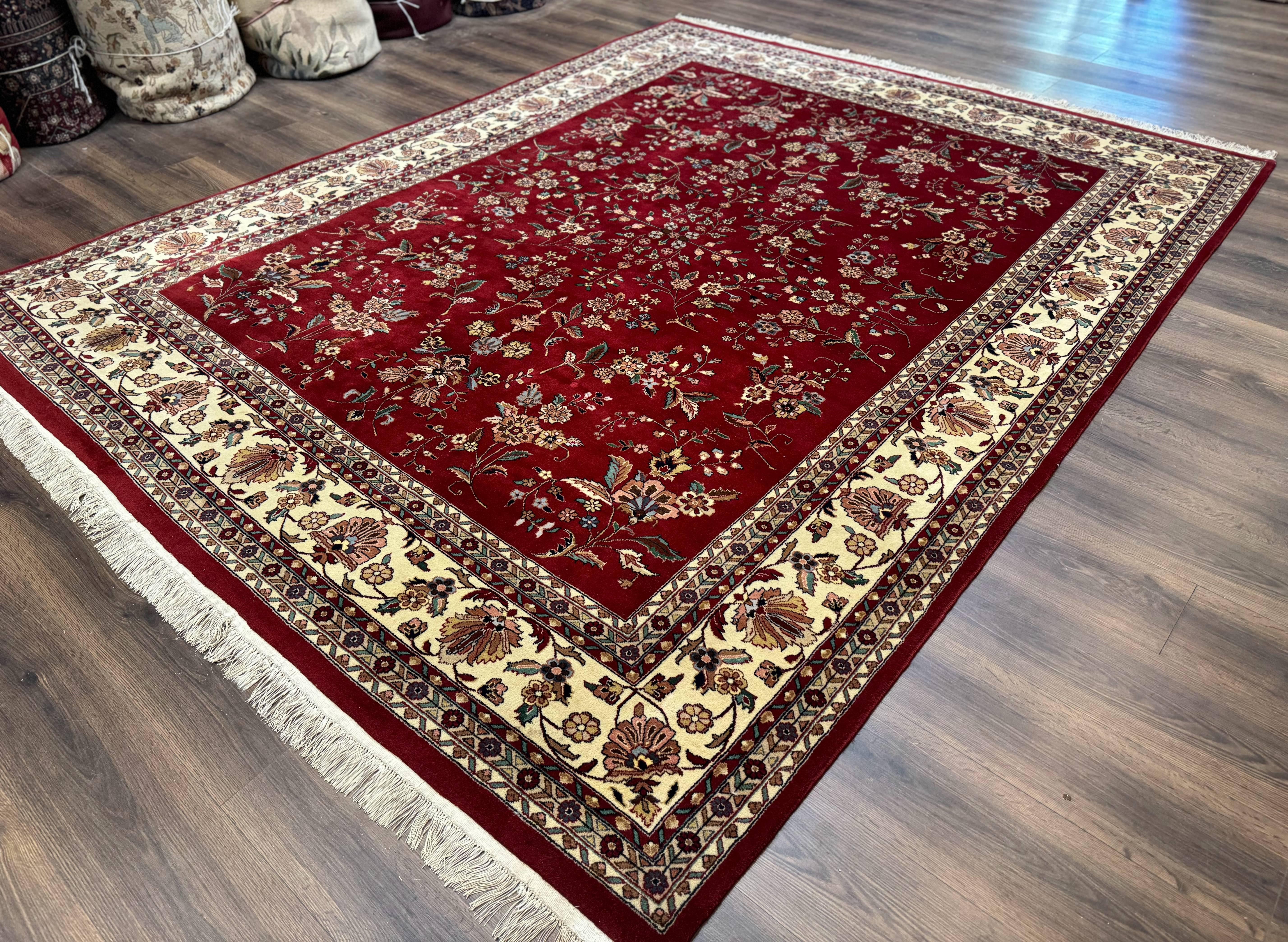 Indo Persian Rug 8x10, Red and Cream, Floral, Pande Cameron - Jewel Rugs