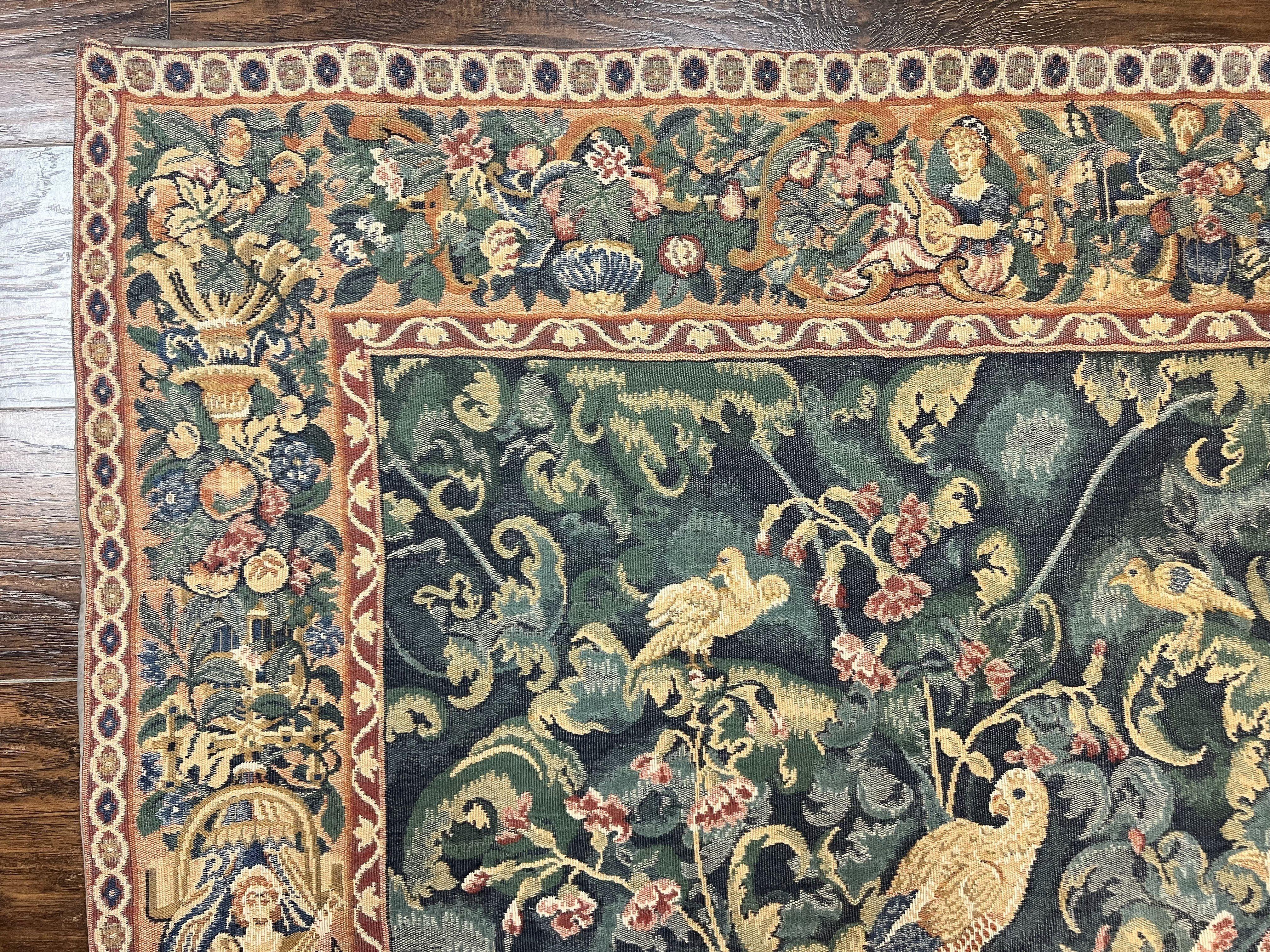 Vintage Tapestry 4x5 ft, Birds & Musicians, Animal Pictorials - Jewel Rugs