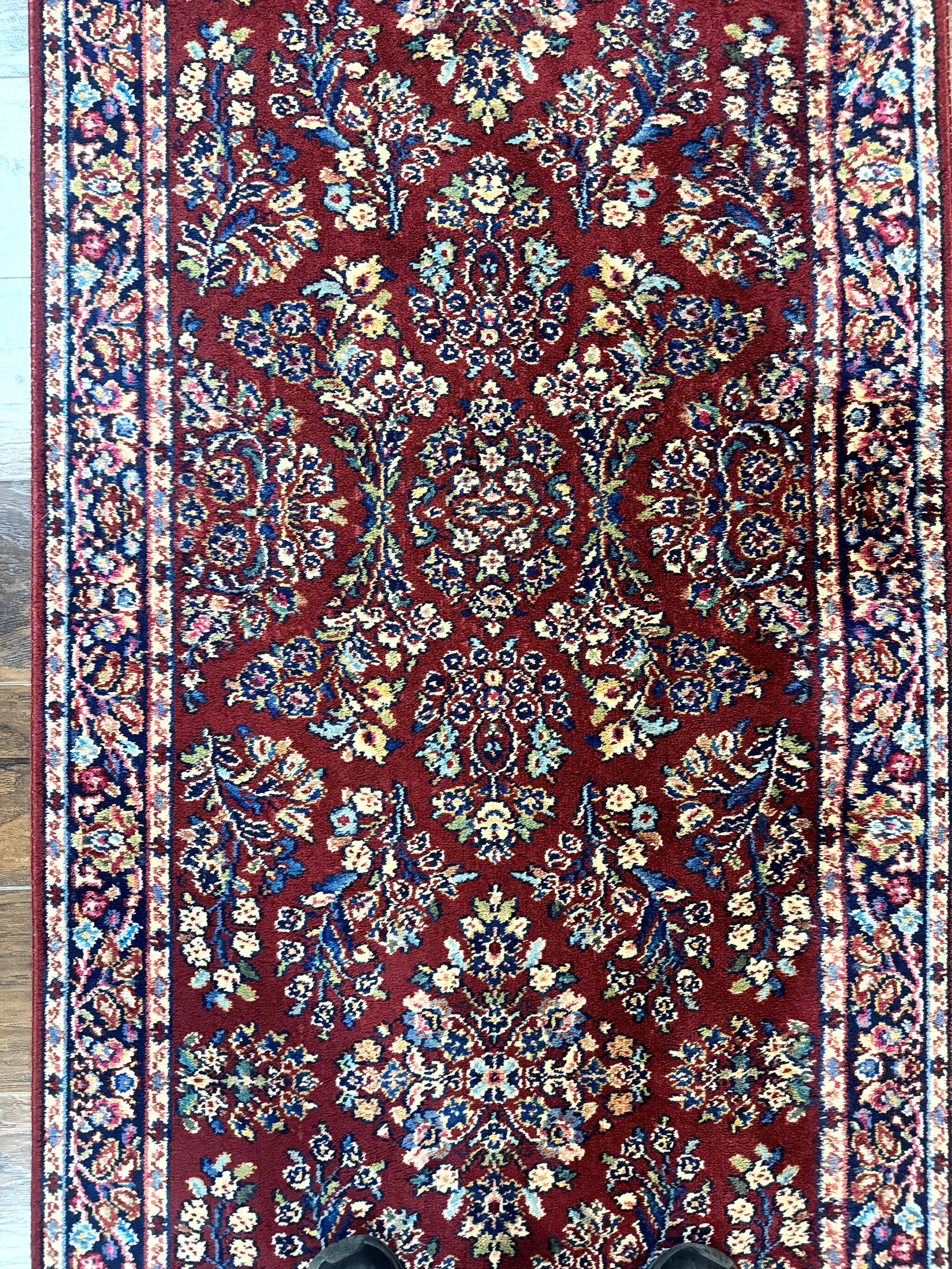 Karastan Runner Rug 3x12 Red Sarouk #785, Original 700 Series, 2.10 x 12 ft Runner, Wool Karastan Runner Rug, Rare - Jewel Rugs