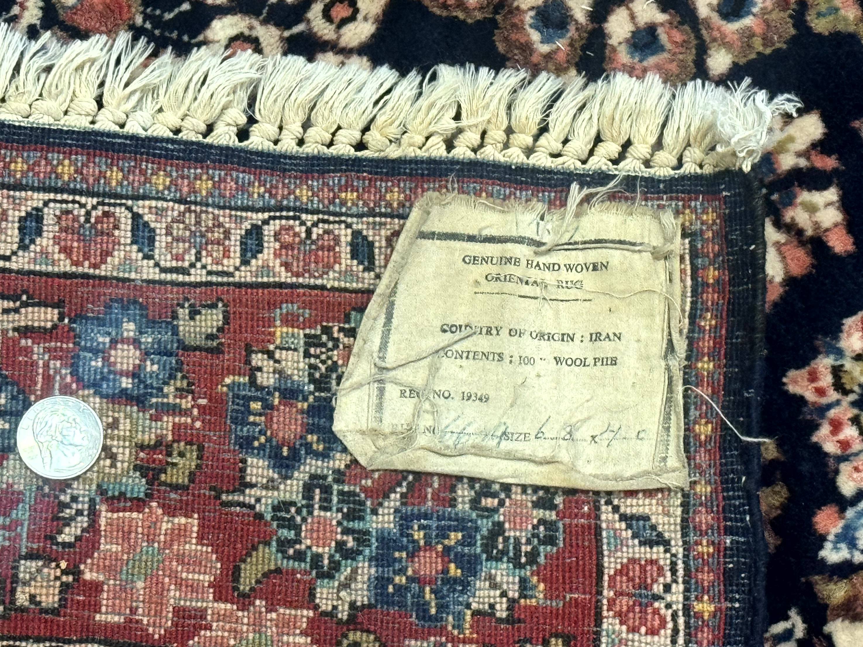 Navy Blue Persian Rug 4x6, Sarouk Mohajeran Carpet, Antique Persian Rug, Floral - Jewel Rugs