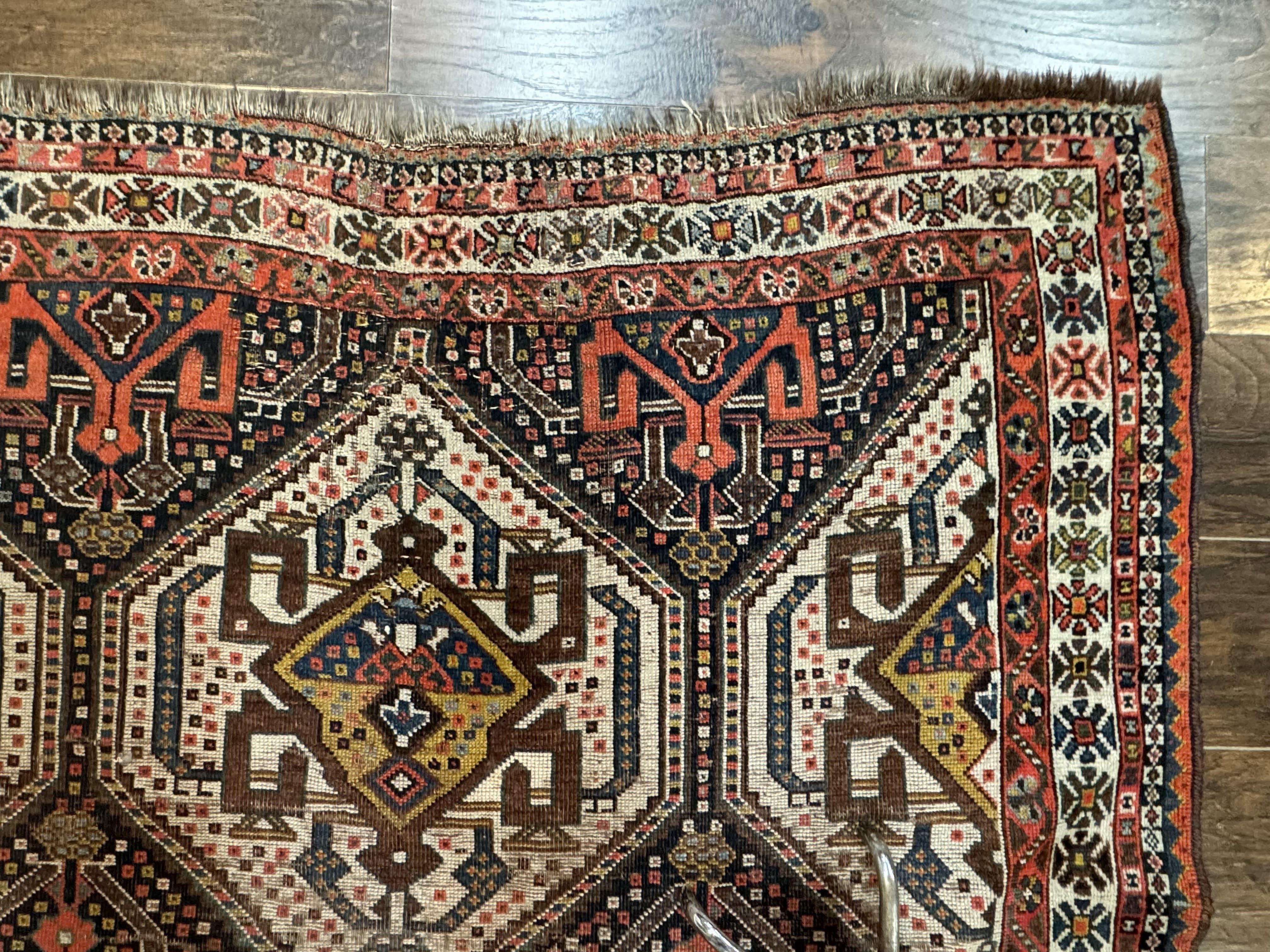 Antique Persian Qashqai Rug 5x8, Persian Tribal Rug, Khamseh Rug - Jewel Rugs