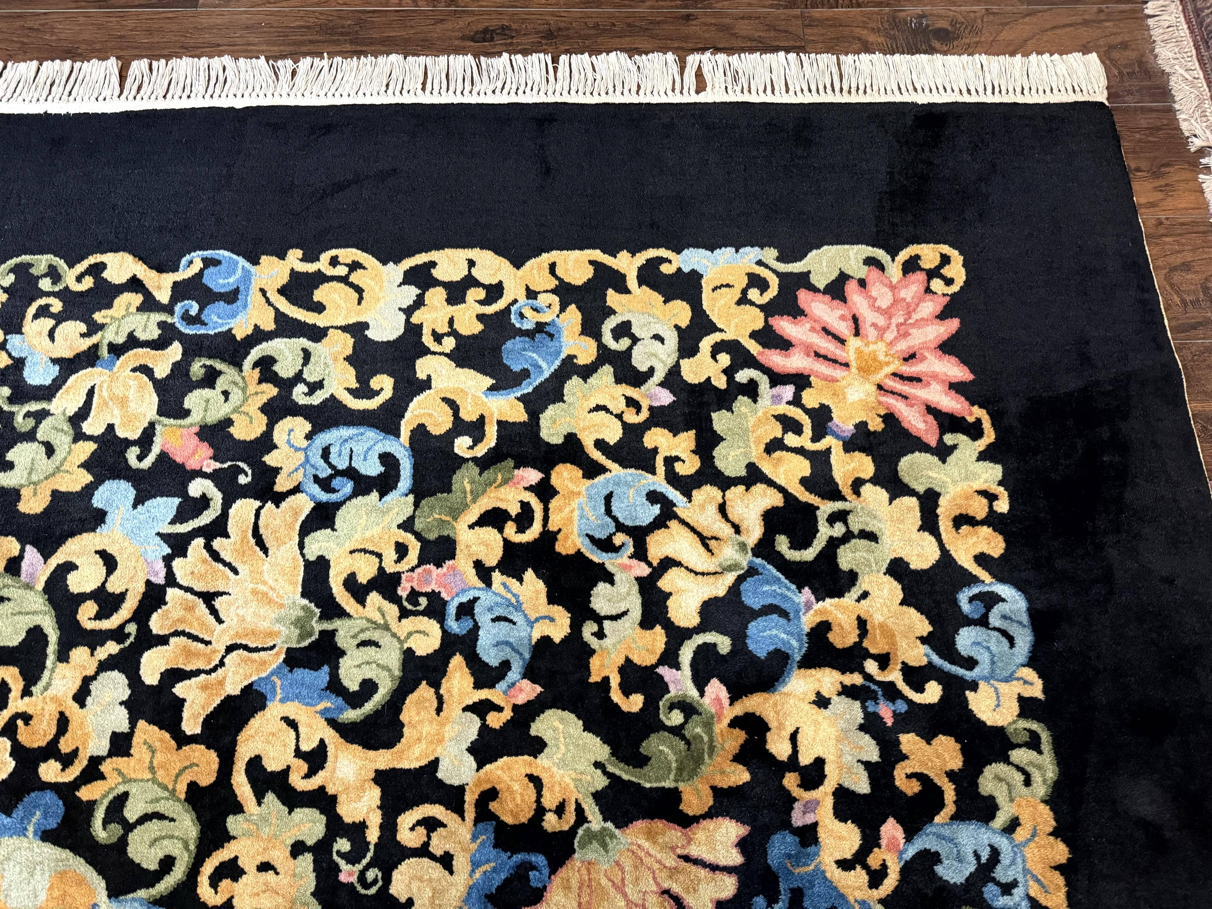 Antique Chinese Peking Rug 12.6 x 14.9, Palace Size Asian Oriental Carpet, Art Deco Rug, Rare - Jewel Rugs