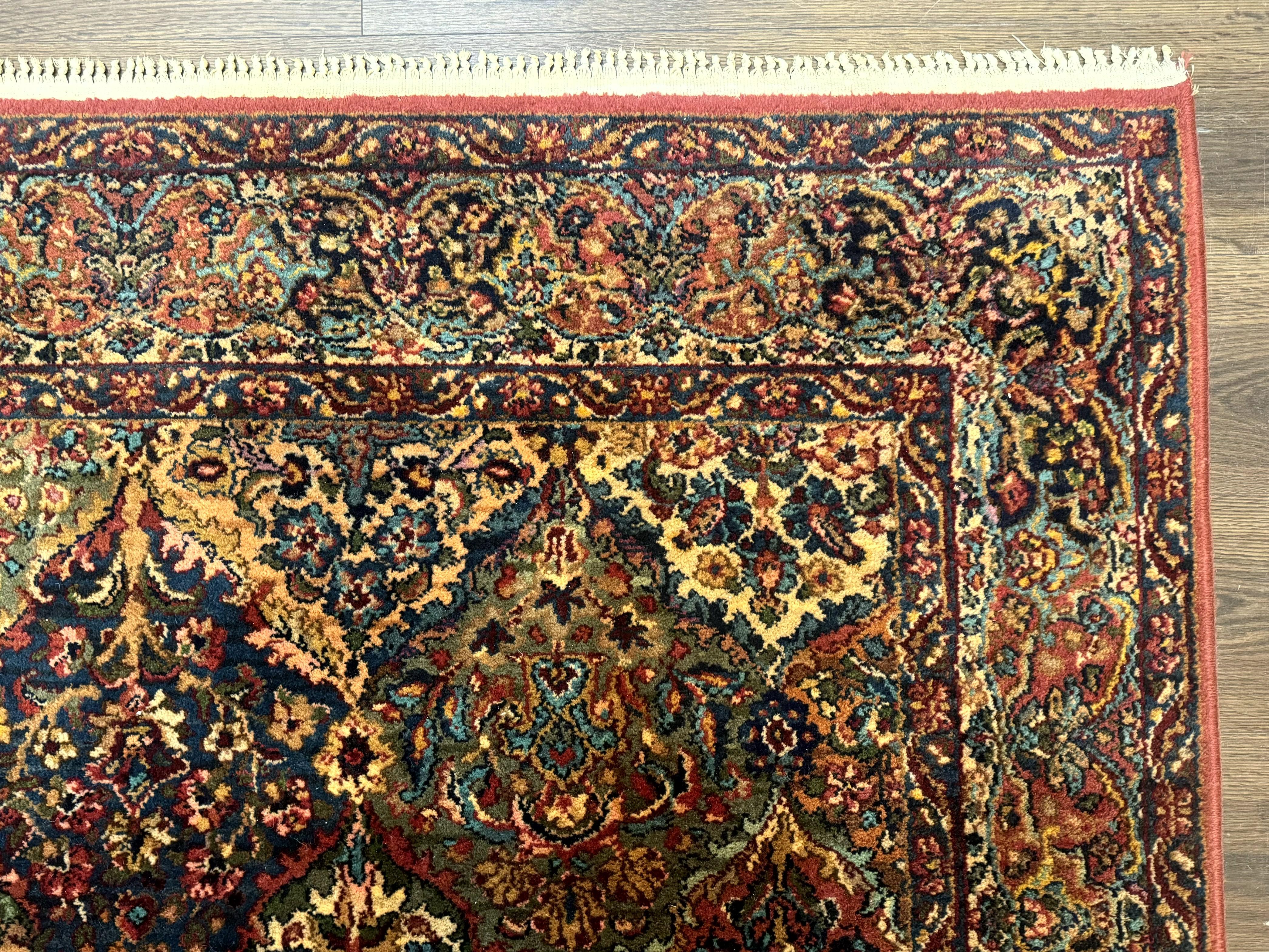 Karastan Rug 5.9 x 9, Multicolor Panel Kirman Rug #717, Wool Original Karastan Collection 700 Series - Jewel Rugs