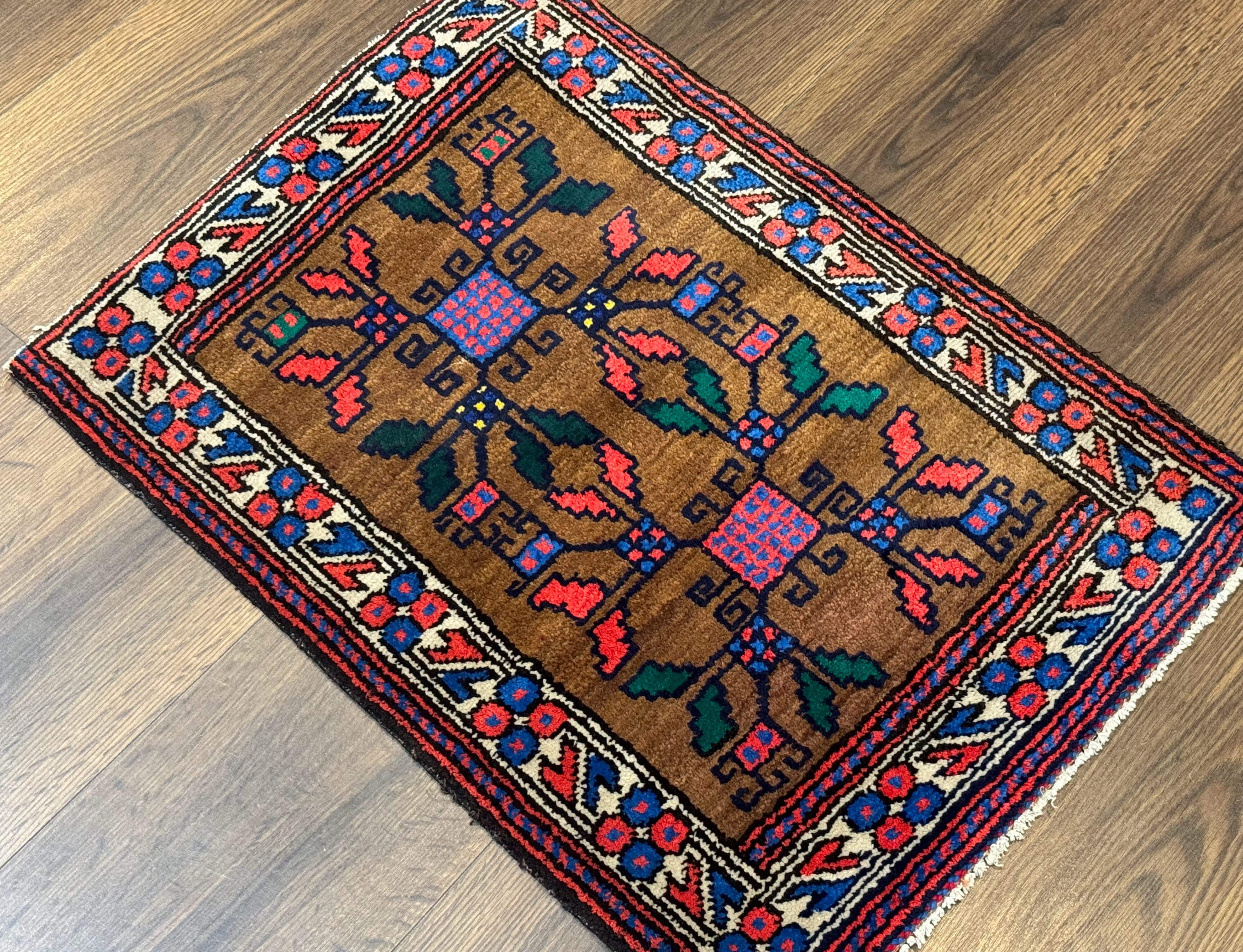 Small Persian Baluchi Rug, Tribal Rug, Brown, Multicolor - Jewel Rugs