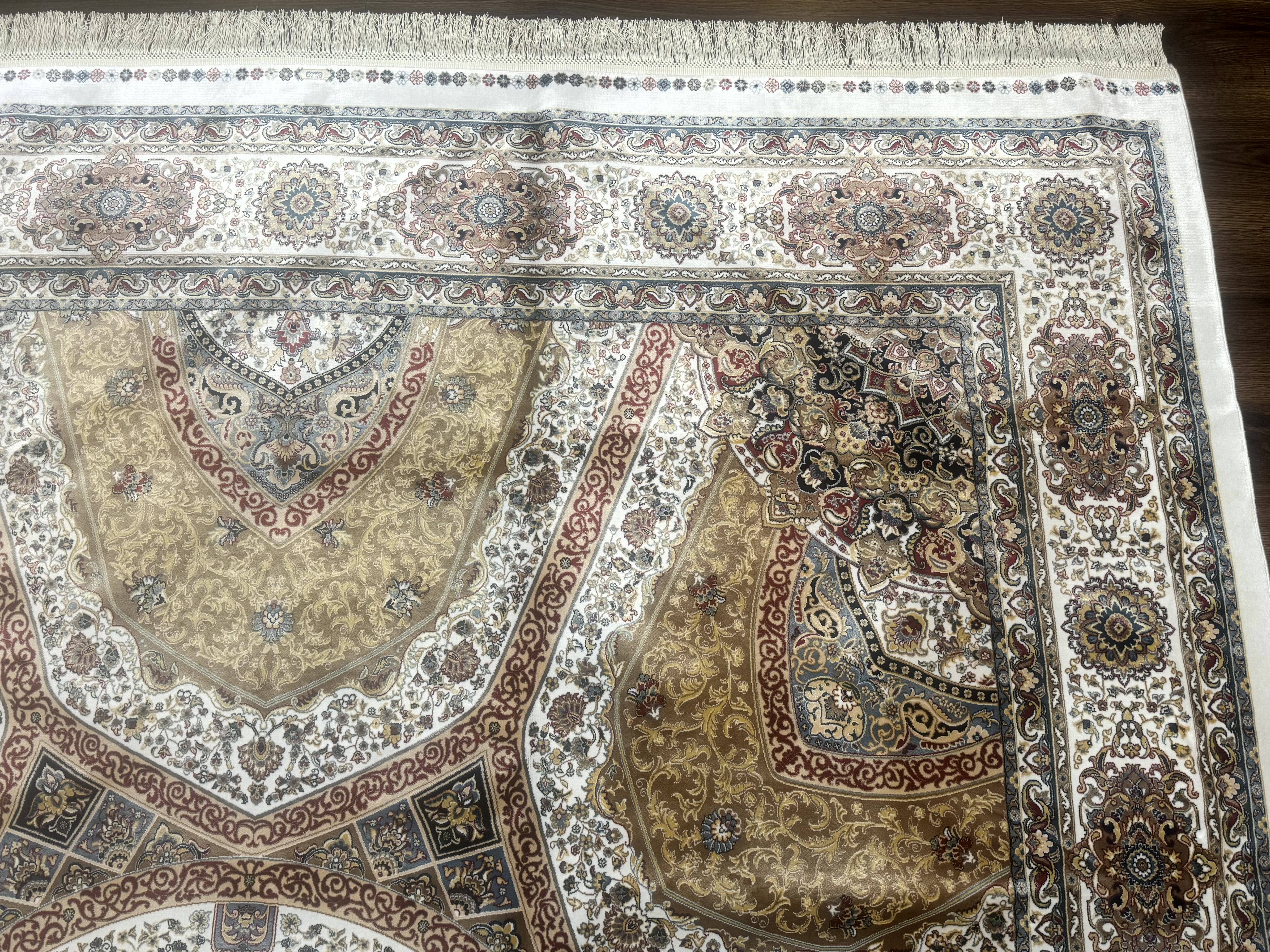 Turkish Silk Rug 8x10, Dome Design, Hereke Carpet, Bamboo Silk, New - Jewel Rugs