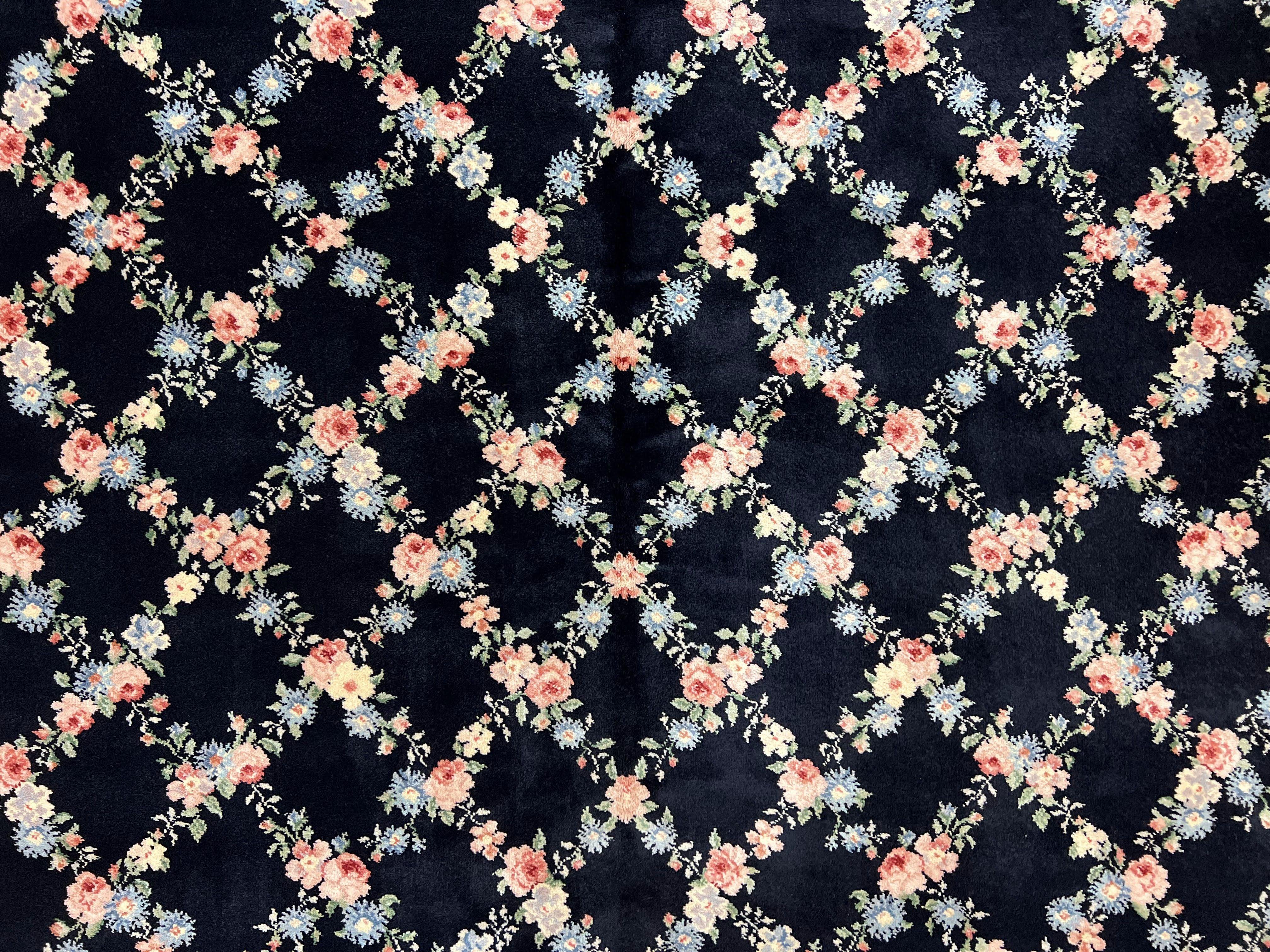 Karastan Rug 8' 8" x 12" Garden of Eden Collection Ebony Trellis #509/1270, Wool Pile Discontinued Vintage Karastan Carpet, Room Sized Rug - Jewel Rugs