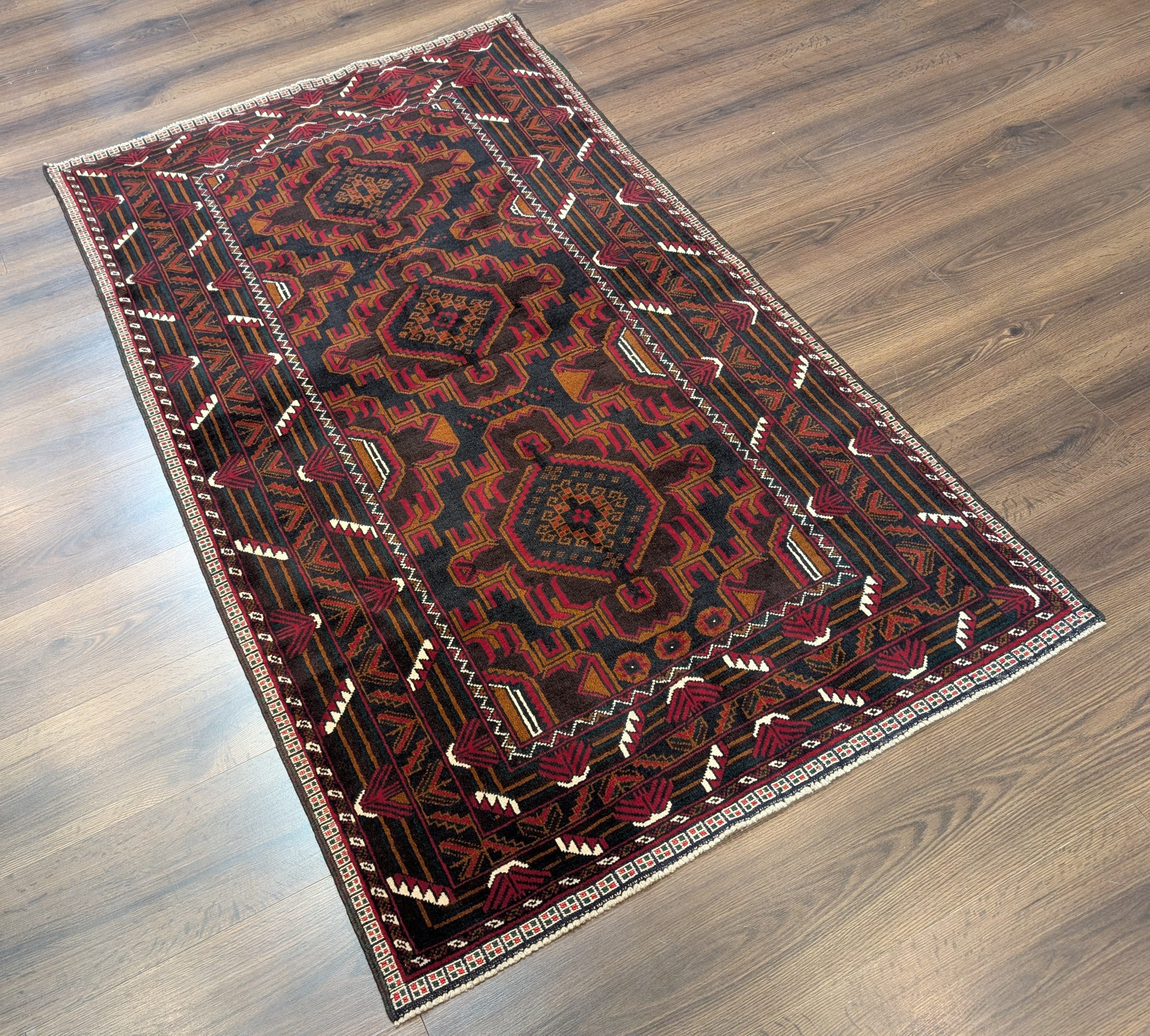 Afghan Baluch Rug 4x6, Handmade, Tribal, Geometric, New - Jewel Rugs