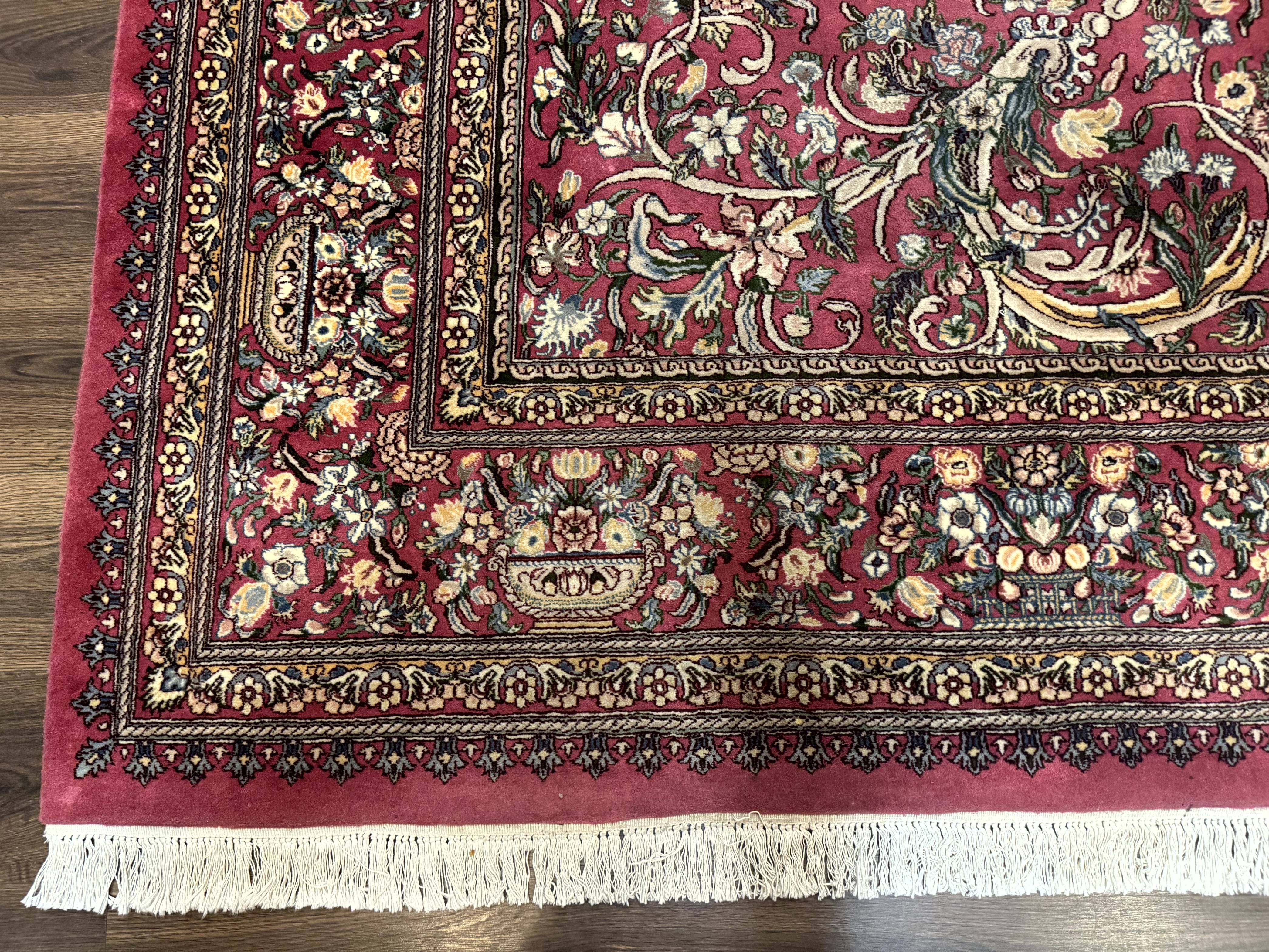 Sino Persian Rug 9x12, Fine 290 KPSI, Rose-Red, Floral Allover - Jewel Rugs
