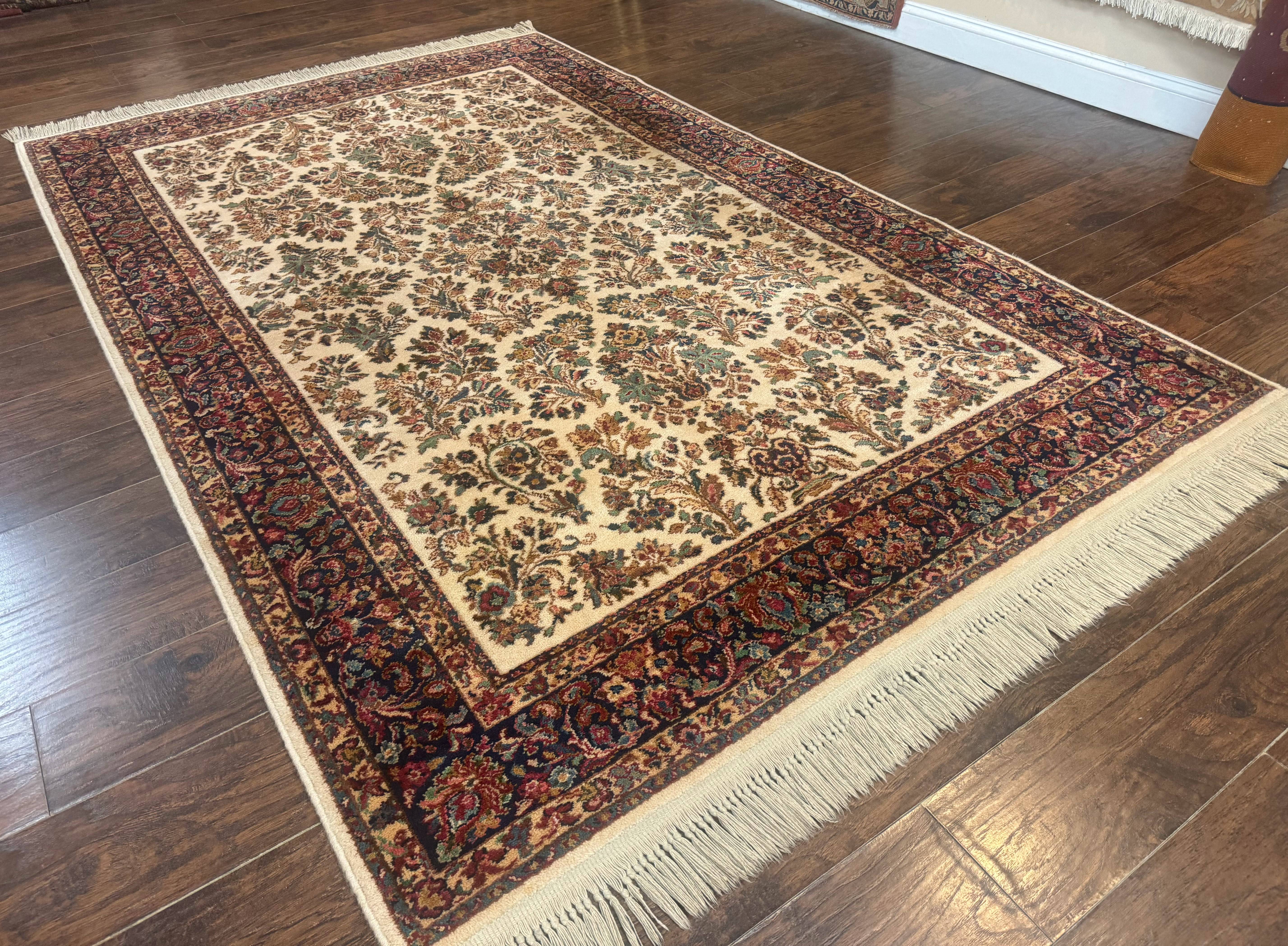 Karastan Rug 5.9 x 9, Ivory Sarouk #760, Wool Pile, Original 700 Series, Vintage - Jewel Rugs