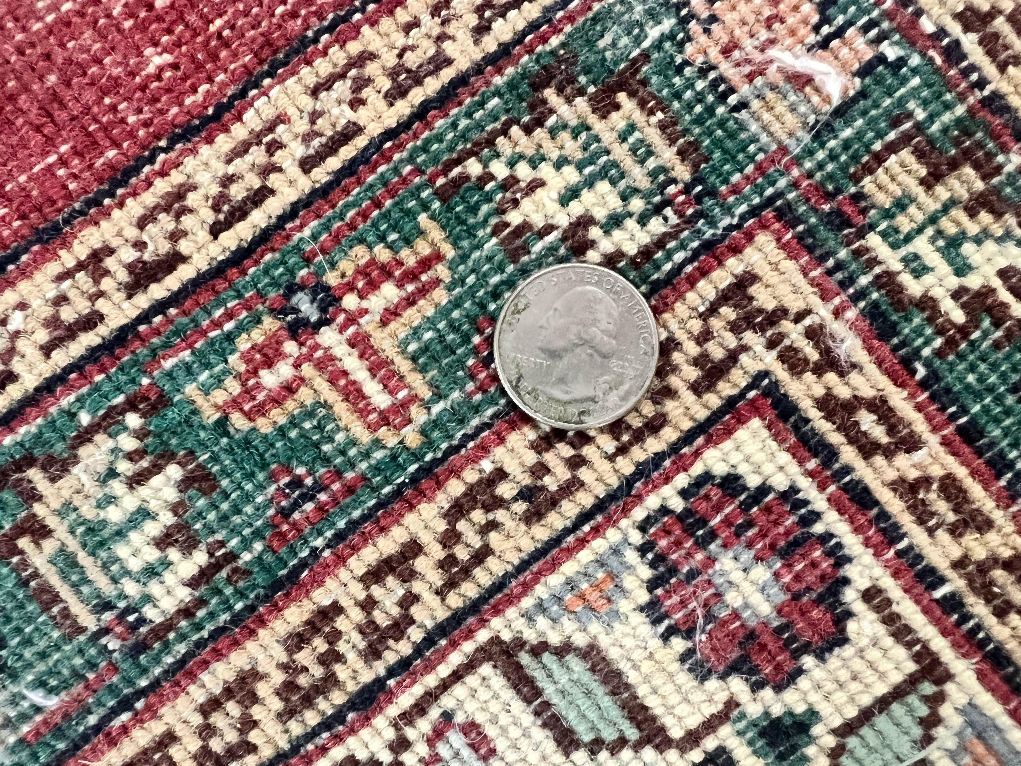 Indo Persian Rug 9x12, Wool Hand Knotted Vintage Carpet, Red & Green, Floral Allover 9 x 12 Room Sized Oriental Rug - Jewel Rugs