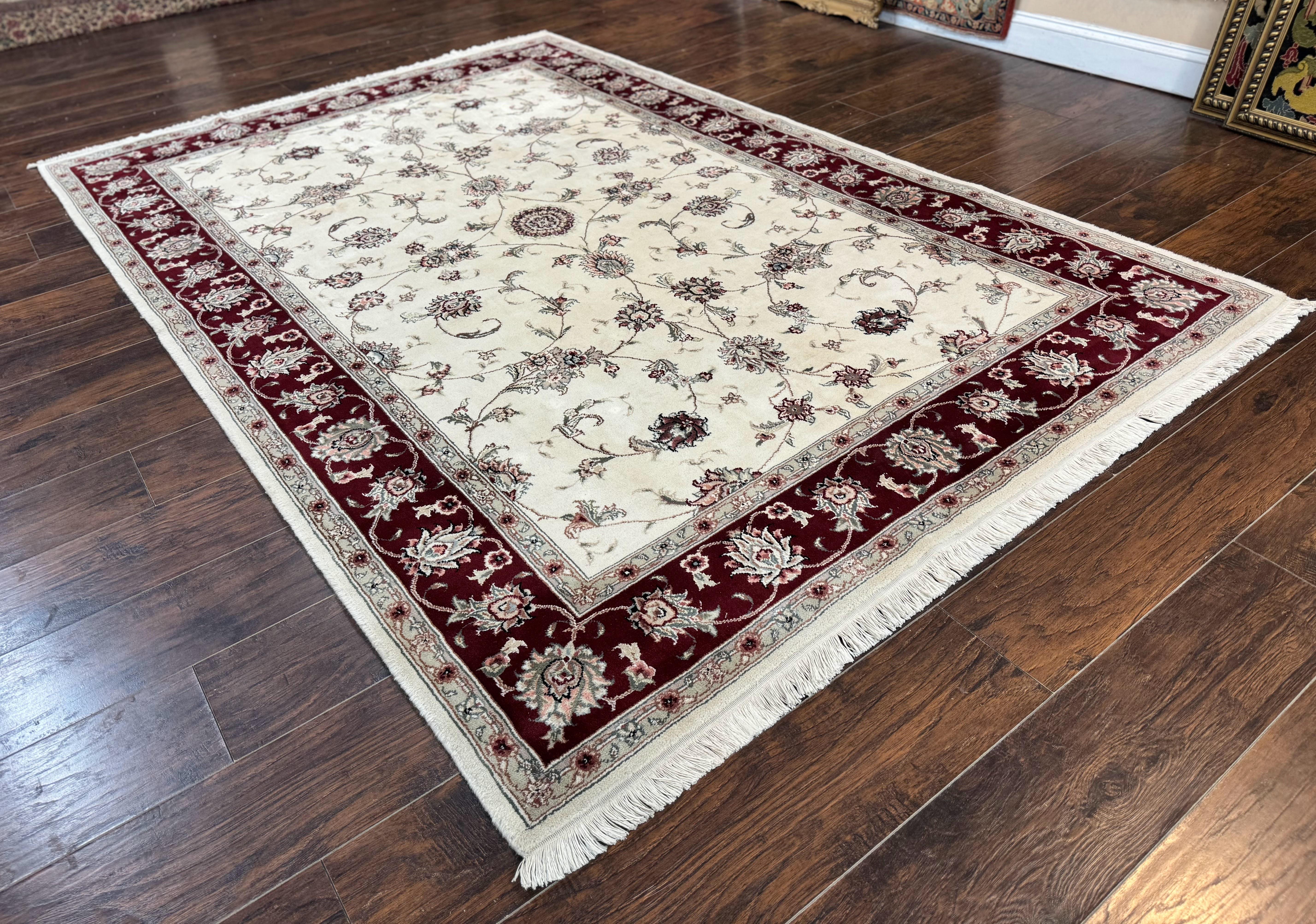 Ivory and Burgundy Pak Persian Rug 6x9 - Jewel Rugs