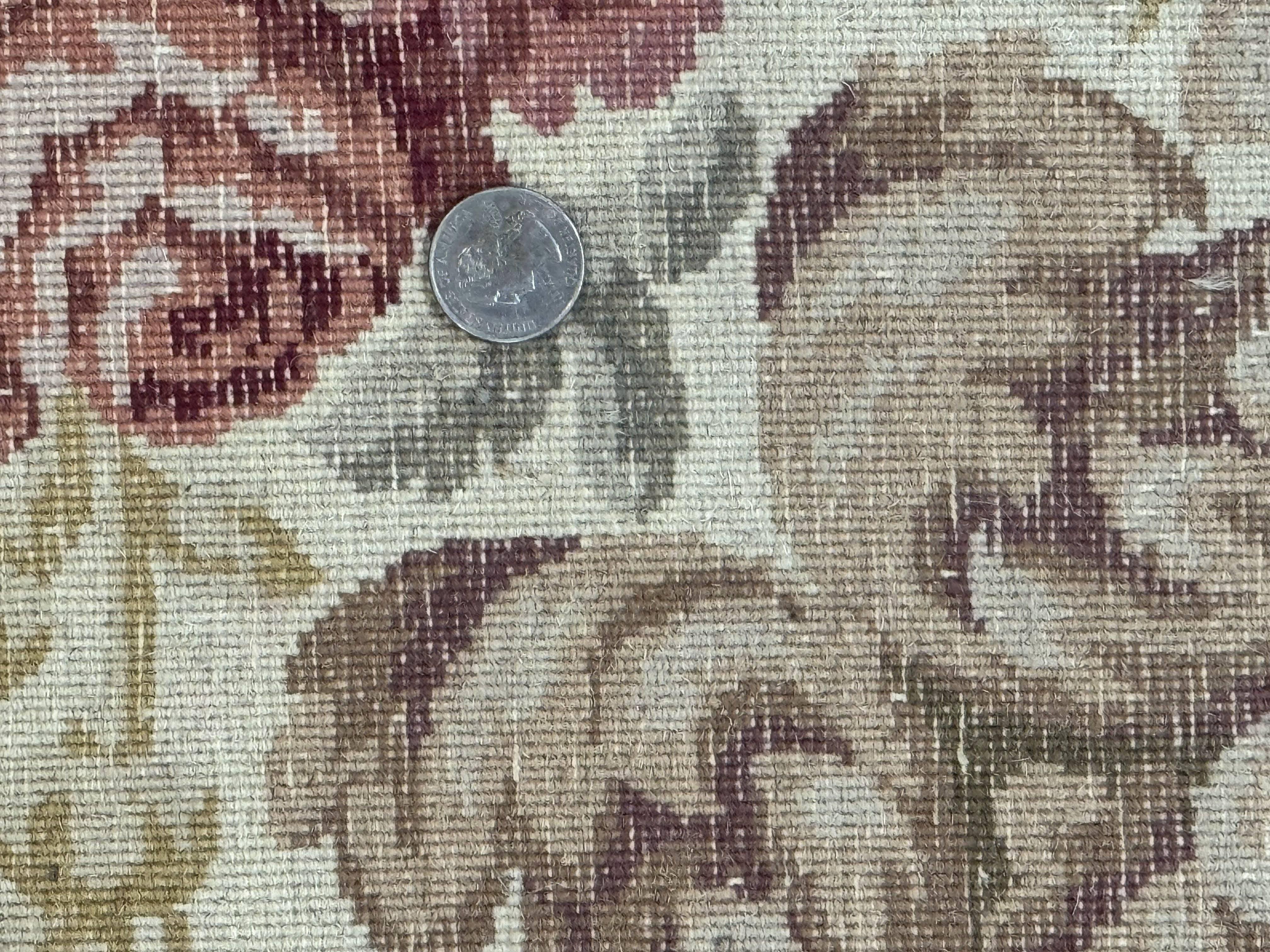 Aubusson Rug 8x12, European French Savonnerie Design, Thick Wool Pile, Elegant Rug, Cream Beige Light Green - Jewel Rugs