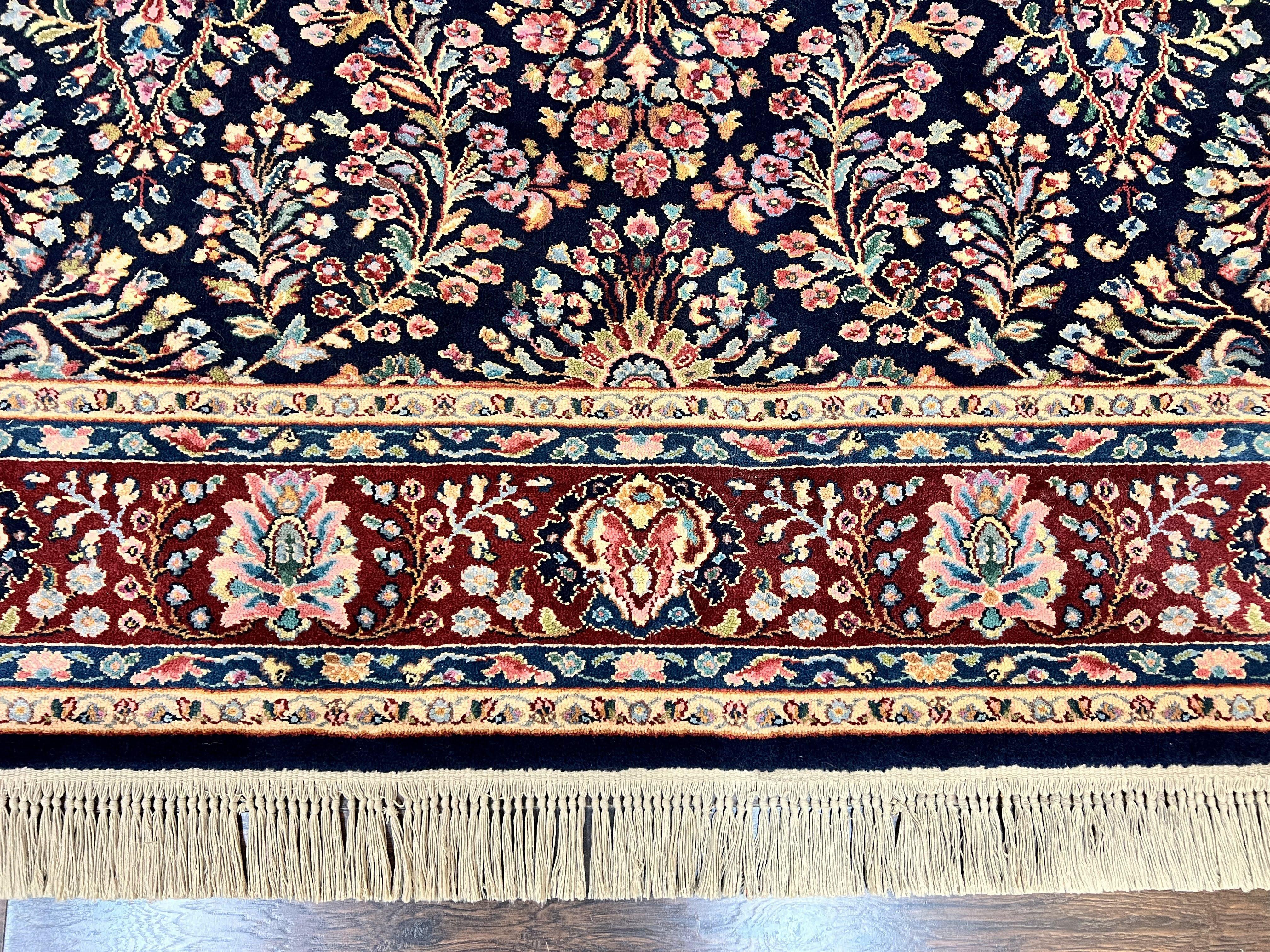 Karastan Rug Navy Sarouk #791, Wool Karastan Area Rug 8.8 x 12, Navy Blue and Red, Vintage Discontinued 700 Series Room Sized Karastan Rug - Jewel Rugs