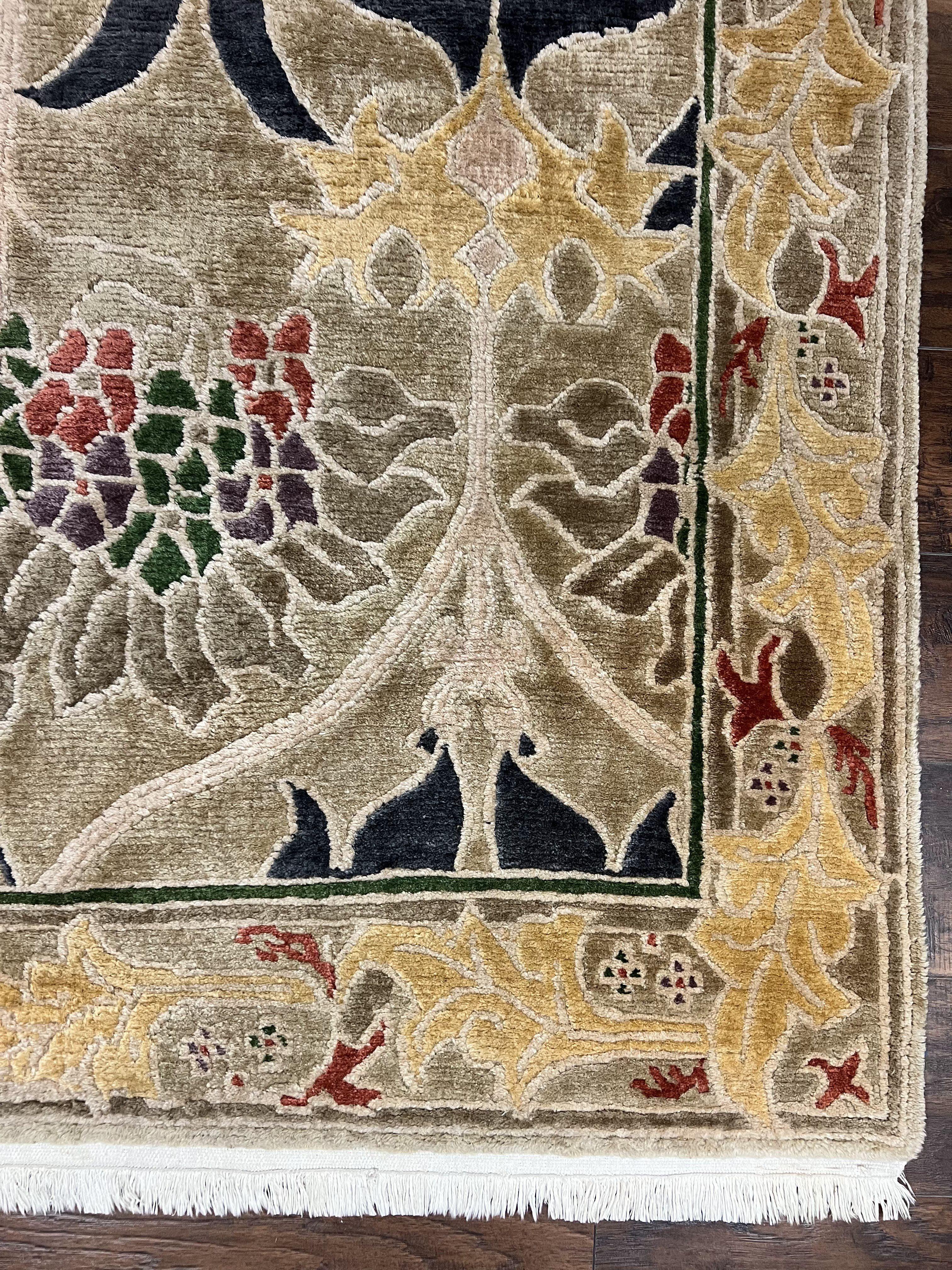 Tibetan Tufenkian Rug 6x9, Wool Hand Knotted Modern Carpet, Abstract Handmade Rug, Soft Pile - Jewel Rugs