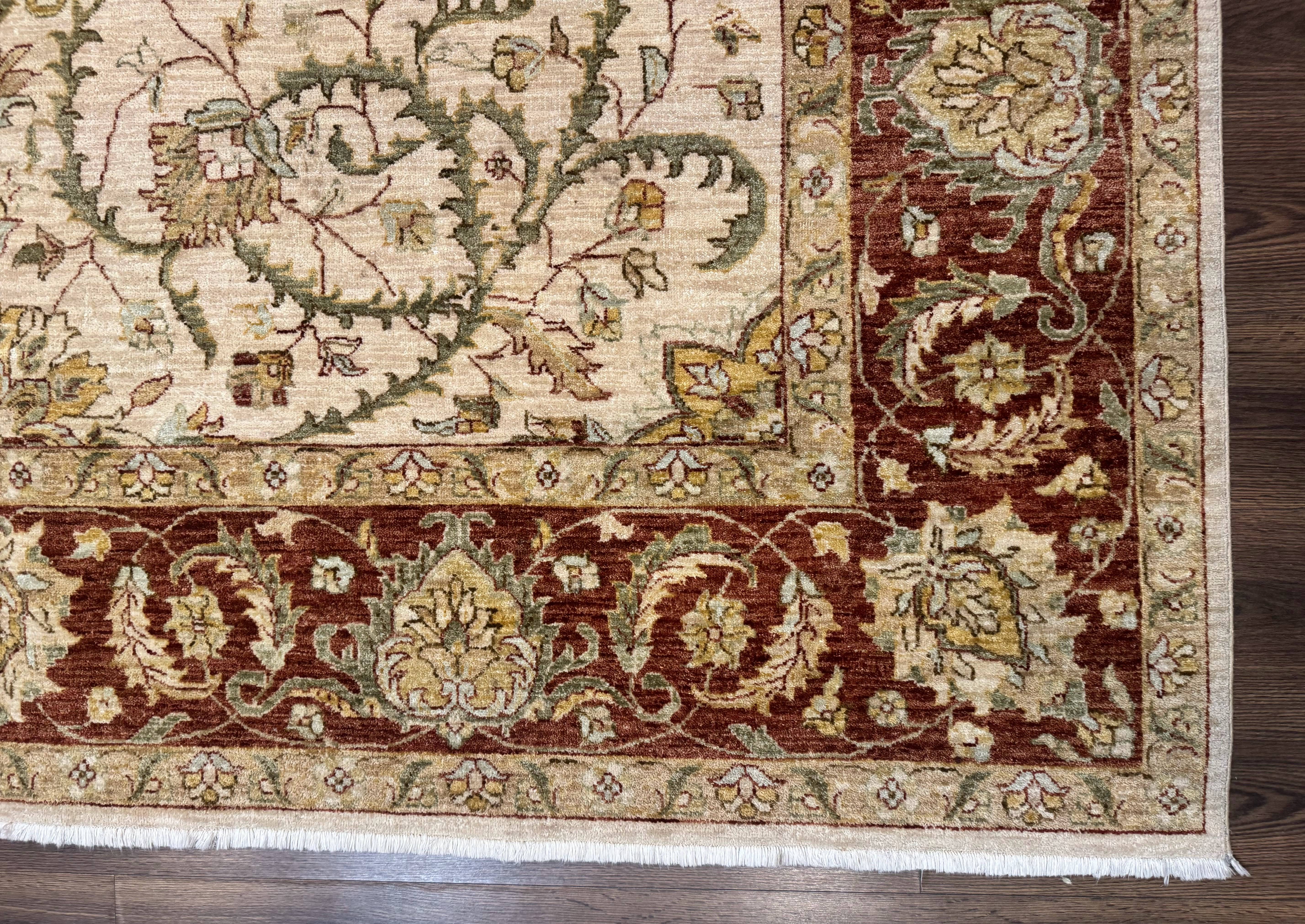 Pakistani Rug 9x12, Floral Allover Peshawar Carpet, Chobi, Beige and Rust Red, Traditional - Jewel Rugs