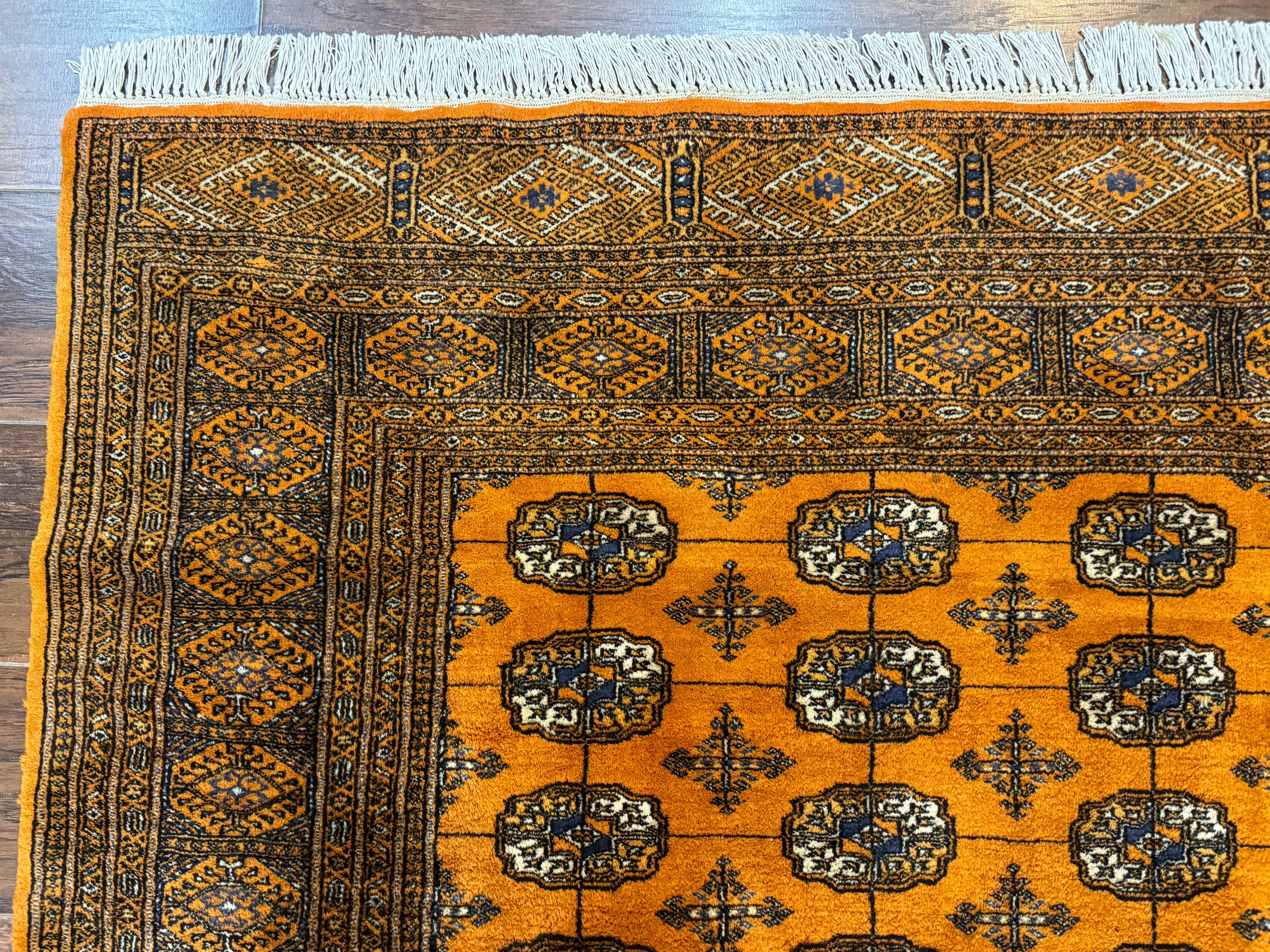 Pakistani Bokhara Turkoman Rug 4x6, Orange, Fine - Jewel Rugs