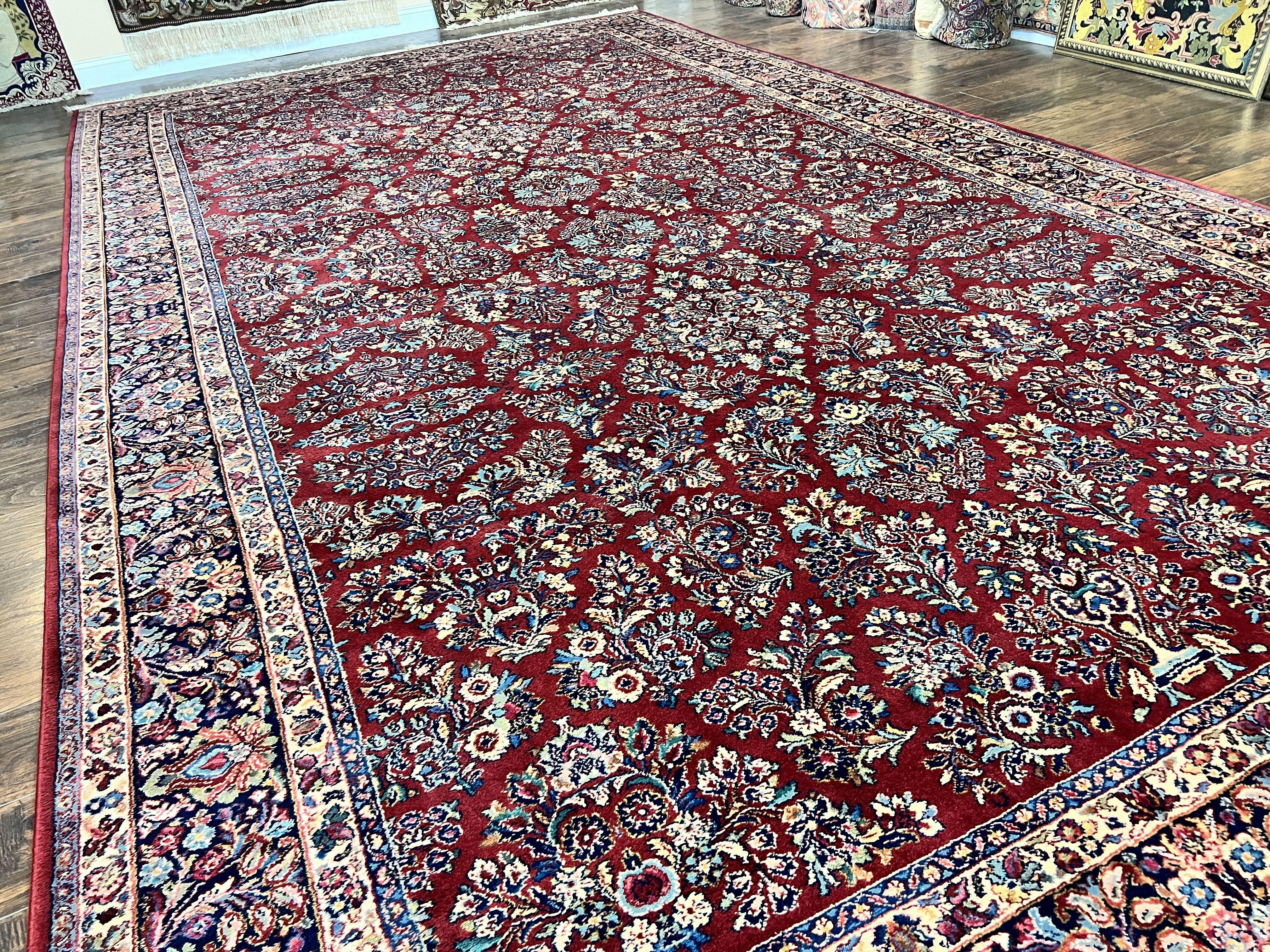 Karastan Rug 10x18 Red Sarouk #785, Wool Karastan Carpet, Original 700 Series, Vintage Discontinued Large Oriental Rug - Jewel Rugs