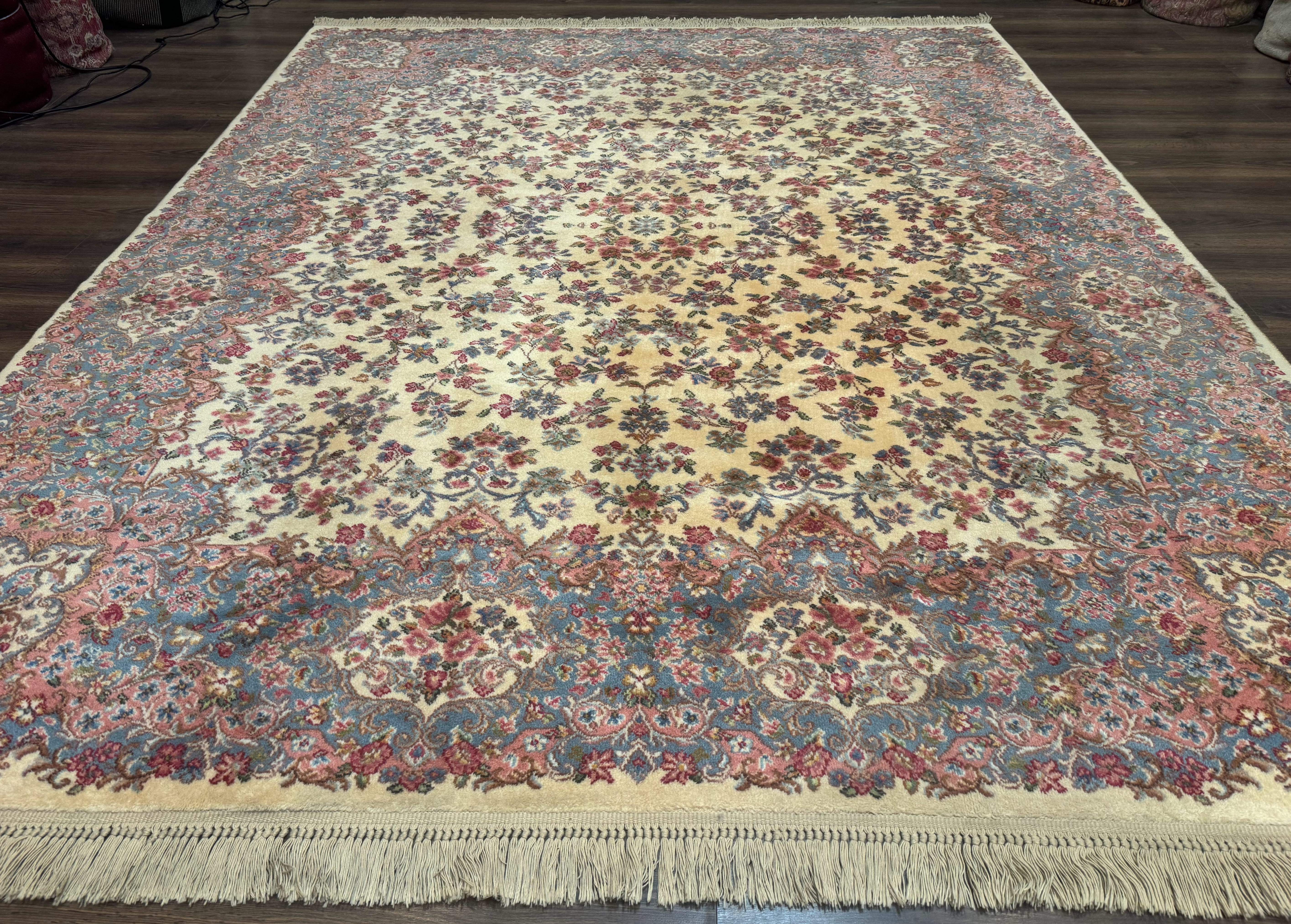 8.8 x 10.6 Karastan Kirman Rug #788, Wool Vintage Discontinued Floral Carpet - Jewel Rugs
