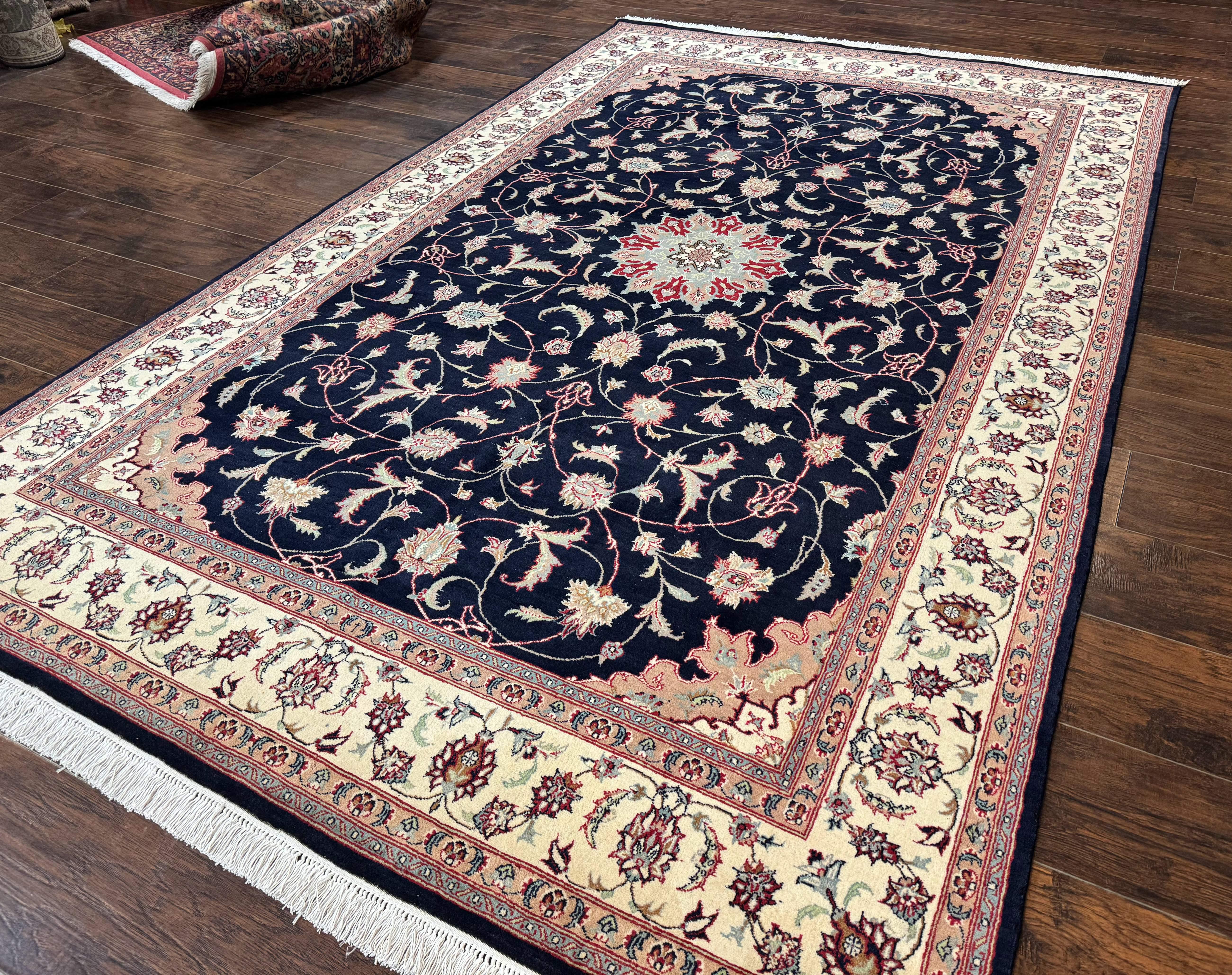 Navy Blue Pak Persian Rug 6x10, Floral Medallion, Traditional Persian Area Rug, Fine 240 KPSI - Jewel Rugs