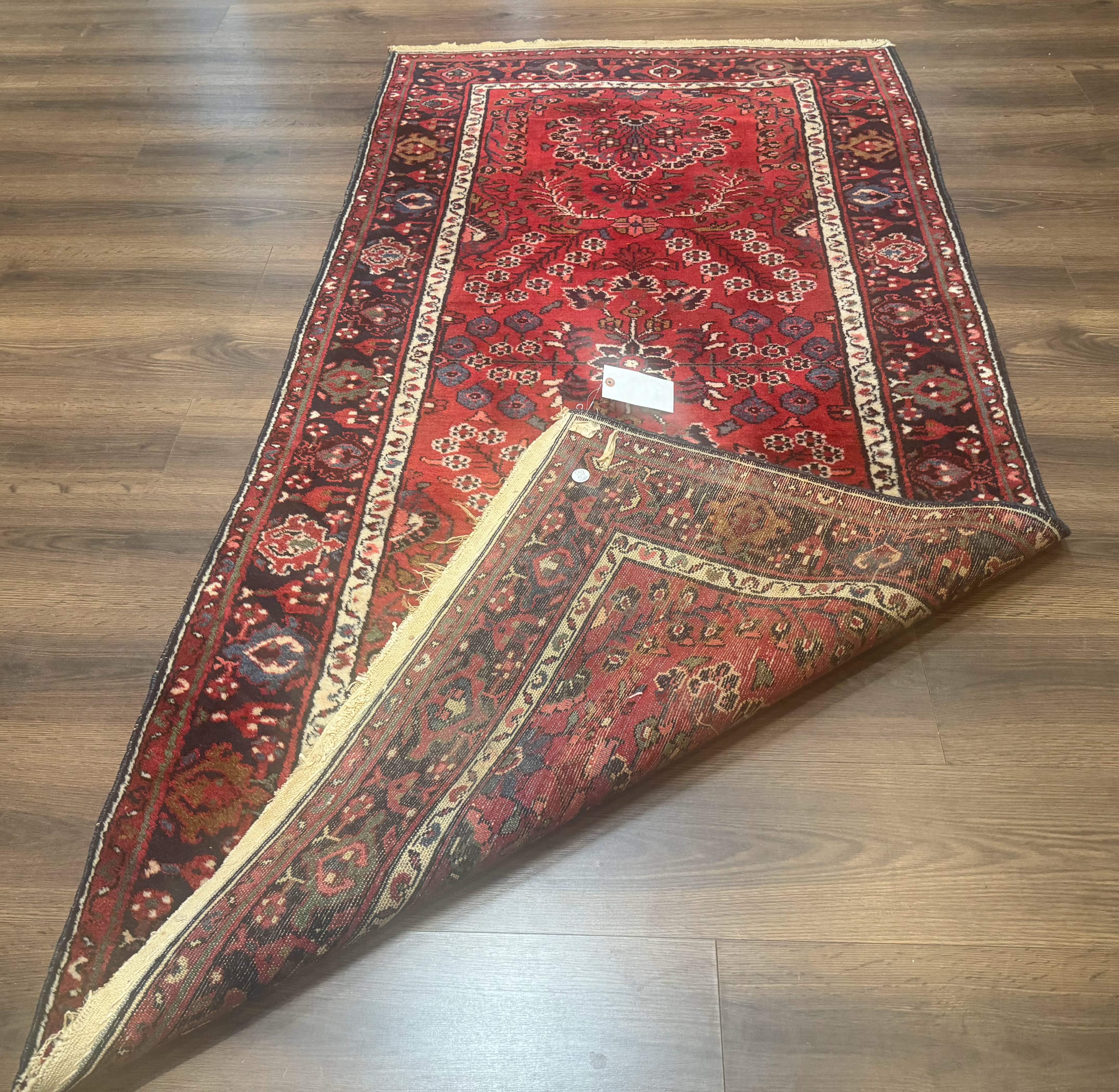 Red Persian Rug 2.6 x 6.8, Floral, Antique Per'sian Carpet, Persian Malayer Rug, Hamadan Rug - Jewel Rugs