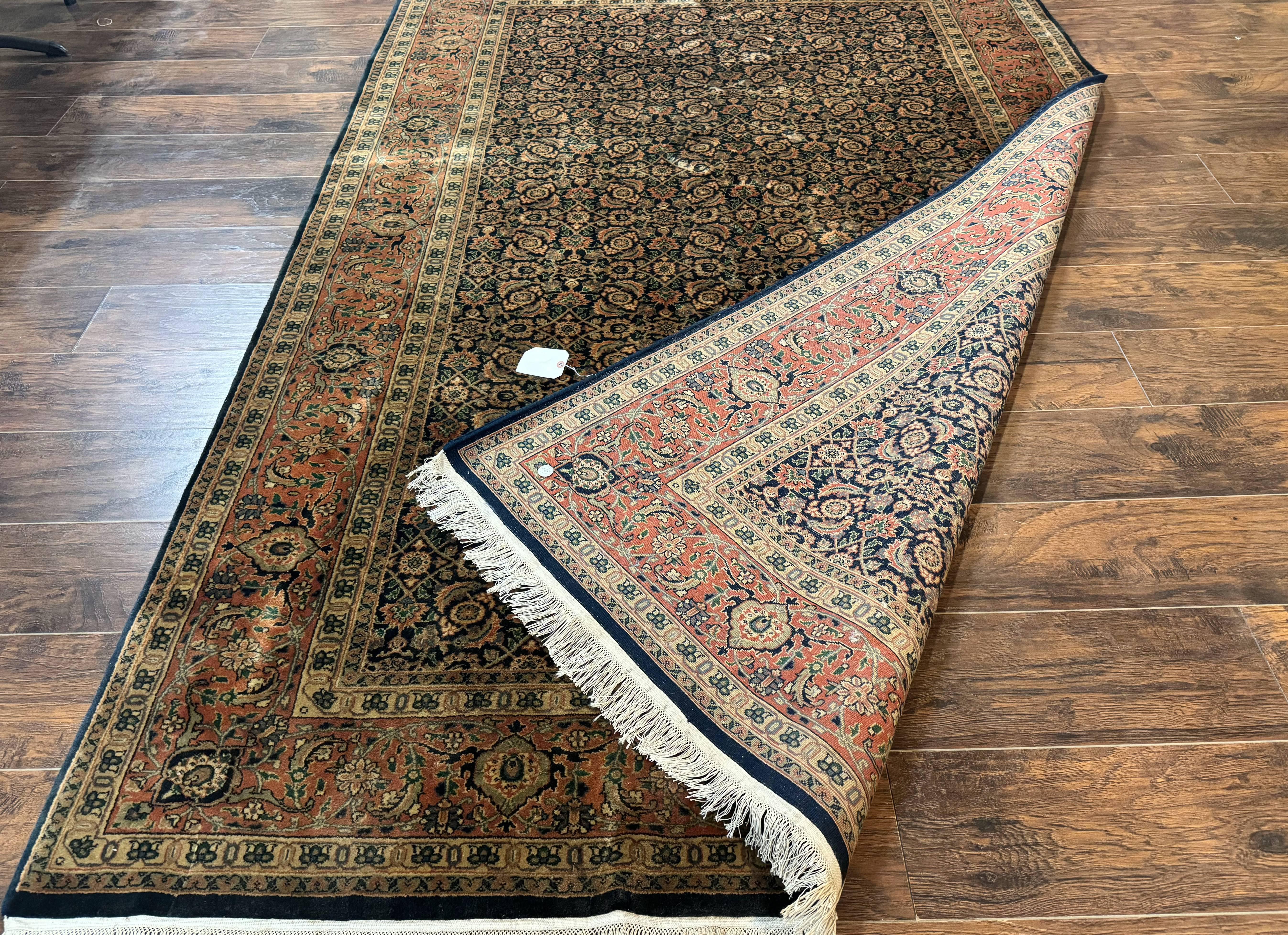 Indo Persian Rug 6x9, Navy Blue and Red, Vintage Handmade Wool Traditional Carpet - Jewel Rugs