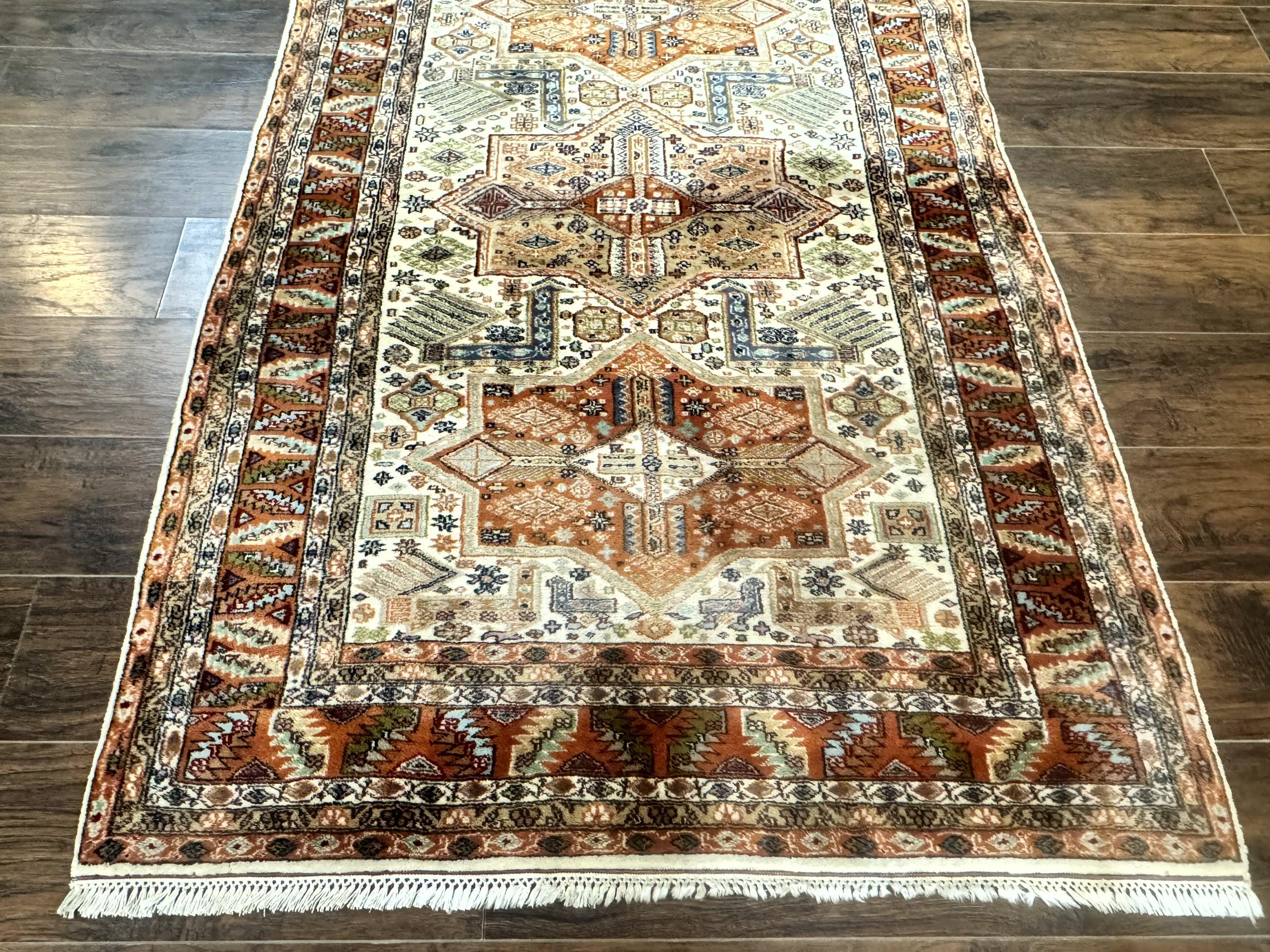 Turkish Kazak Rug 4x6, Geometric Medallions, Vintage Handmade Wool Carpet - Jewel Rugs