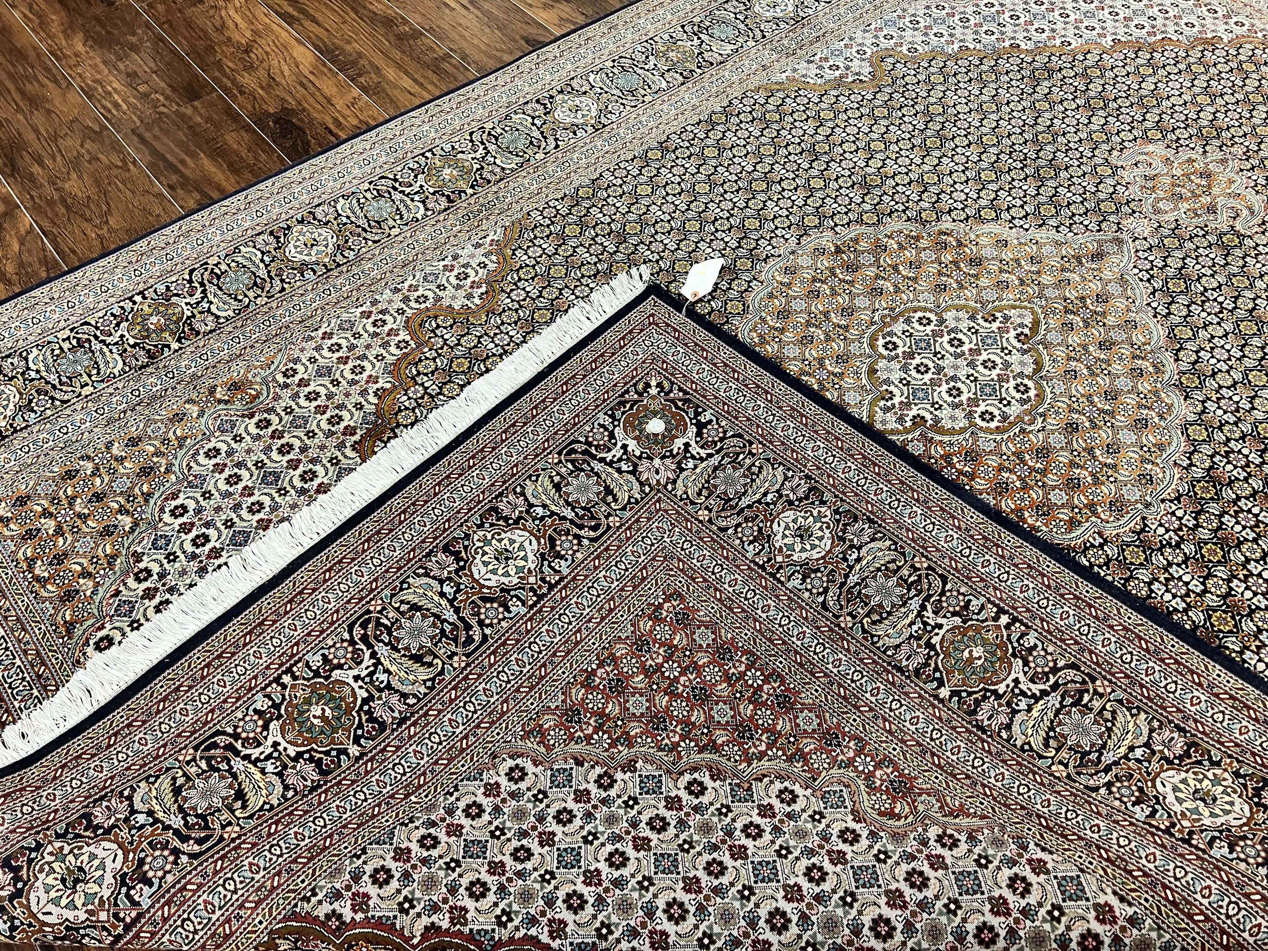 Wonderful Persian Tabriz Rug 7x10 ft, Very Fine 50 Raj 350 KPSI Oriental Carpet, Herati Mahi Pattern, Authentic Hand Knotted Handmade Wool Vintage - Jewel Rugs