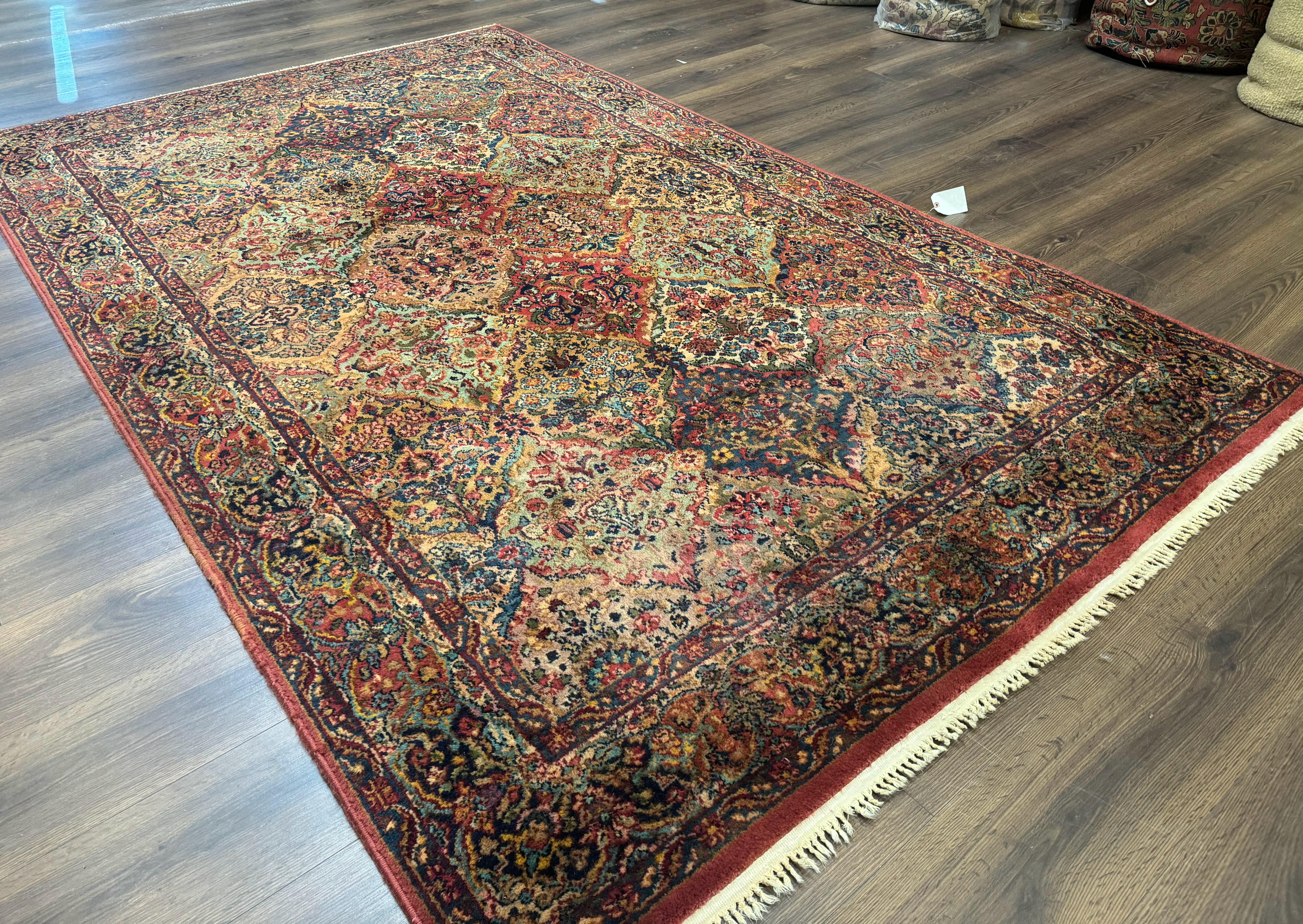 Karastan Rug 5.9 x 9, Multicolor Panel Kirman Rug #717, Wool Original Karastan Collection 700 Series - Jewel Rugs