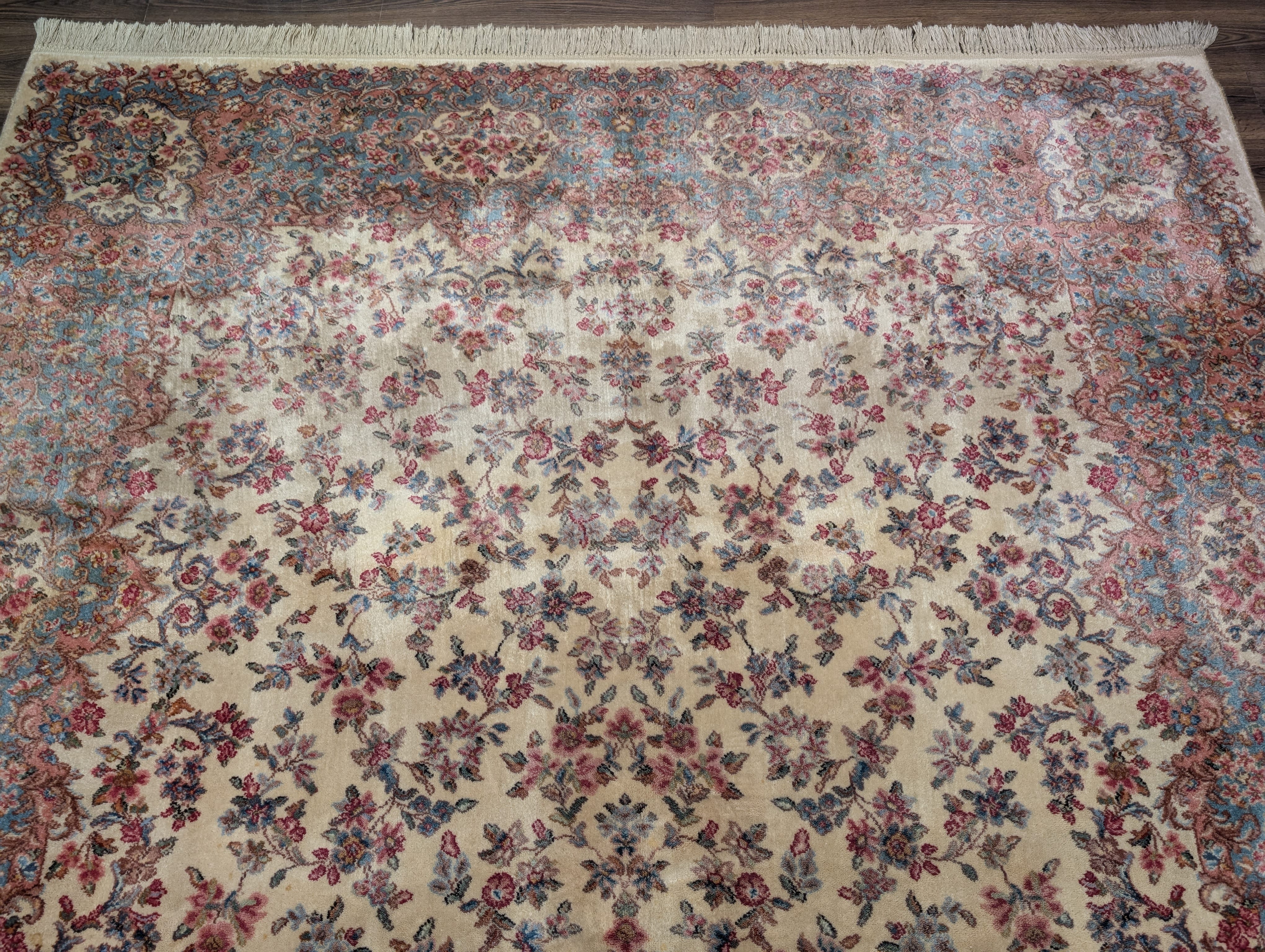 Karastan Rug 8.8 x 12 Ivory Kirman #788, Wool Pile, Original 700 Series, Vintage - Jewel Rugs