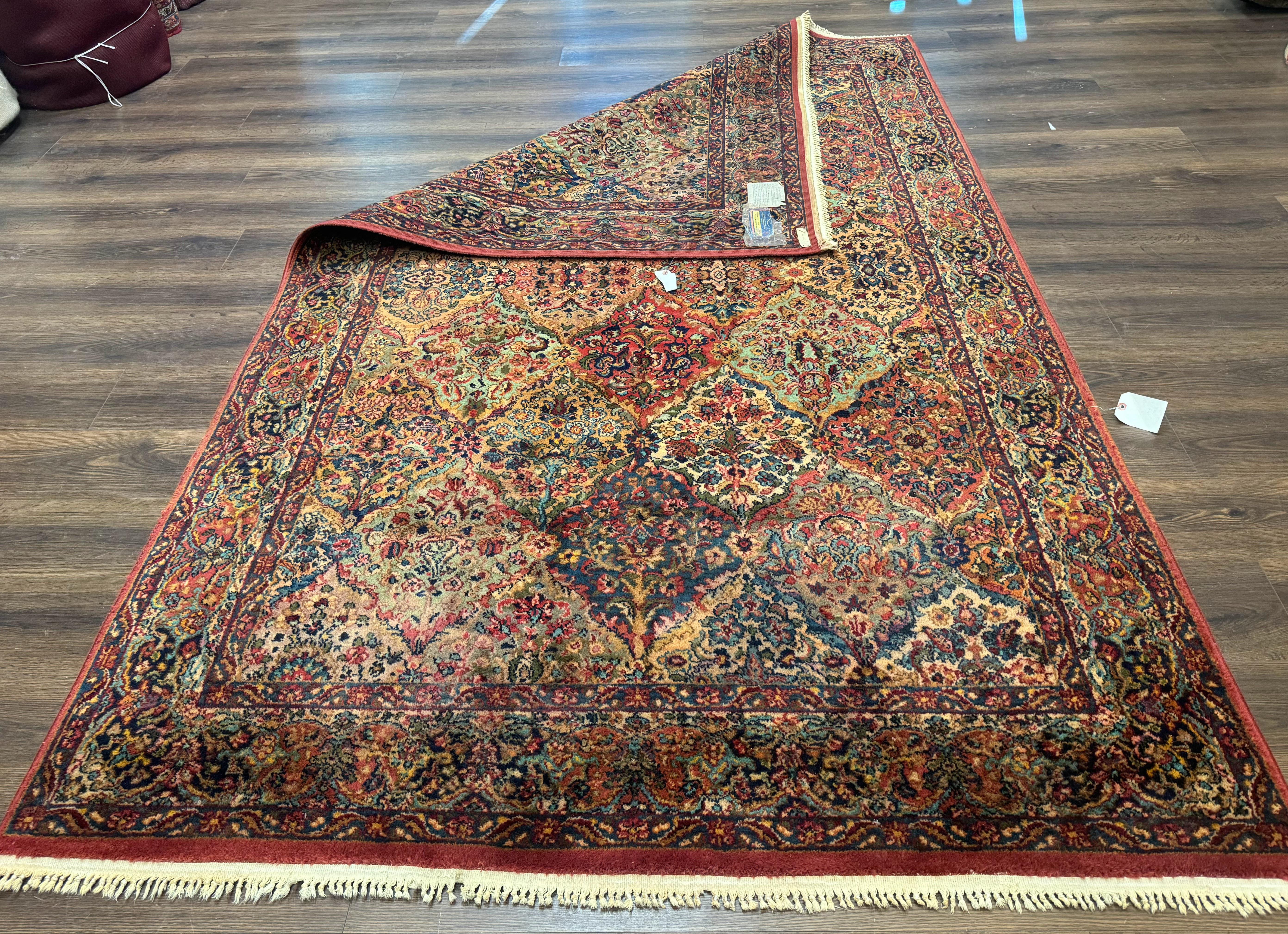 Karastan Rug 5.9 x 9, Multicolor Panel Kirman Rug #717, Wool Original Karastan Collection 700 Series - Jewel Rugs