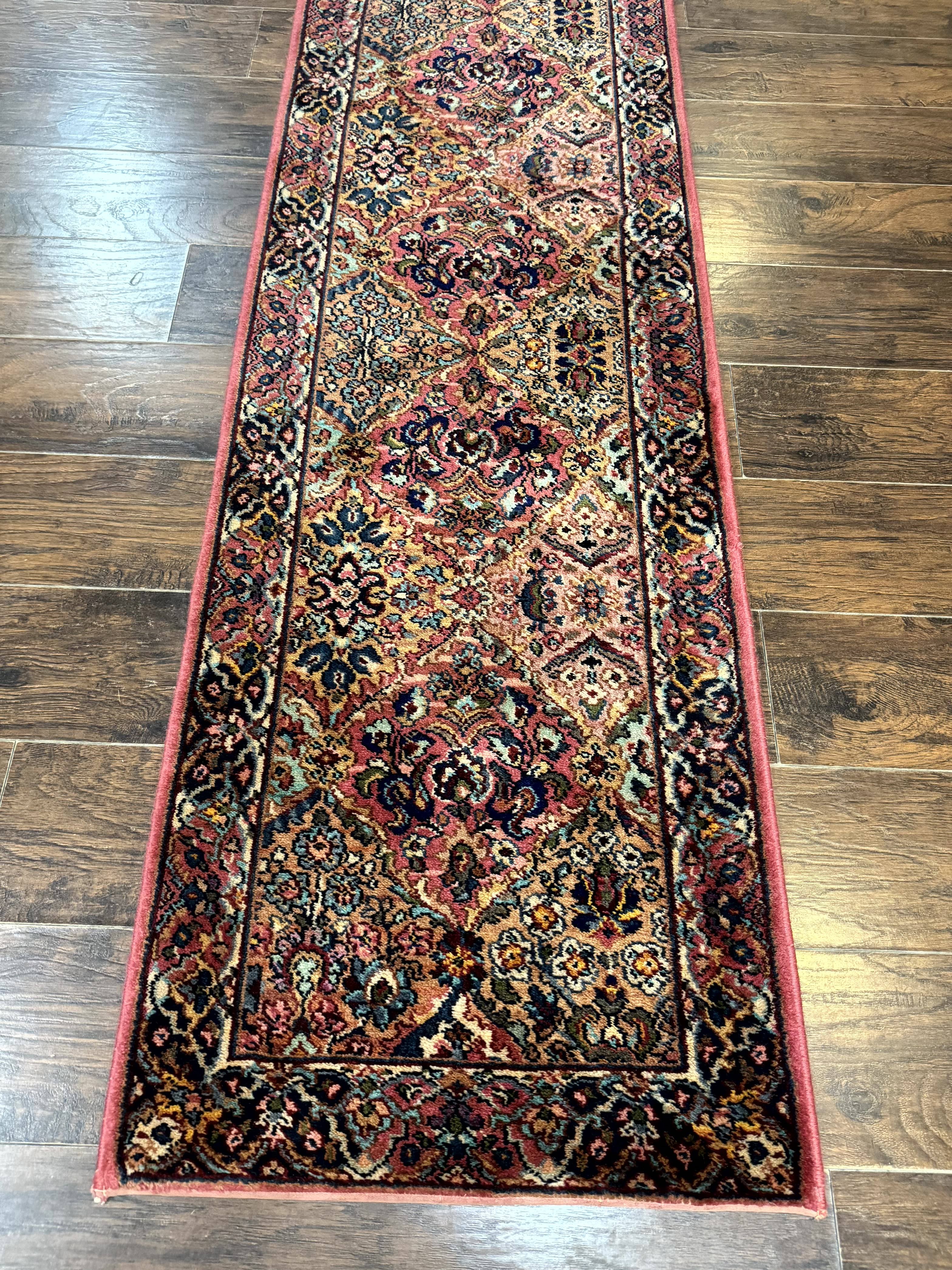 Karastan Runner Rug 2x9, Multicolor Panel Kirman Runner #717, Wool Pile, Original 700 Series, Vintage, Skinny Runner 2 x 9, Rare - Jewel Rugs