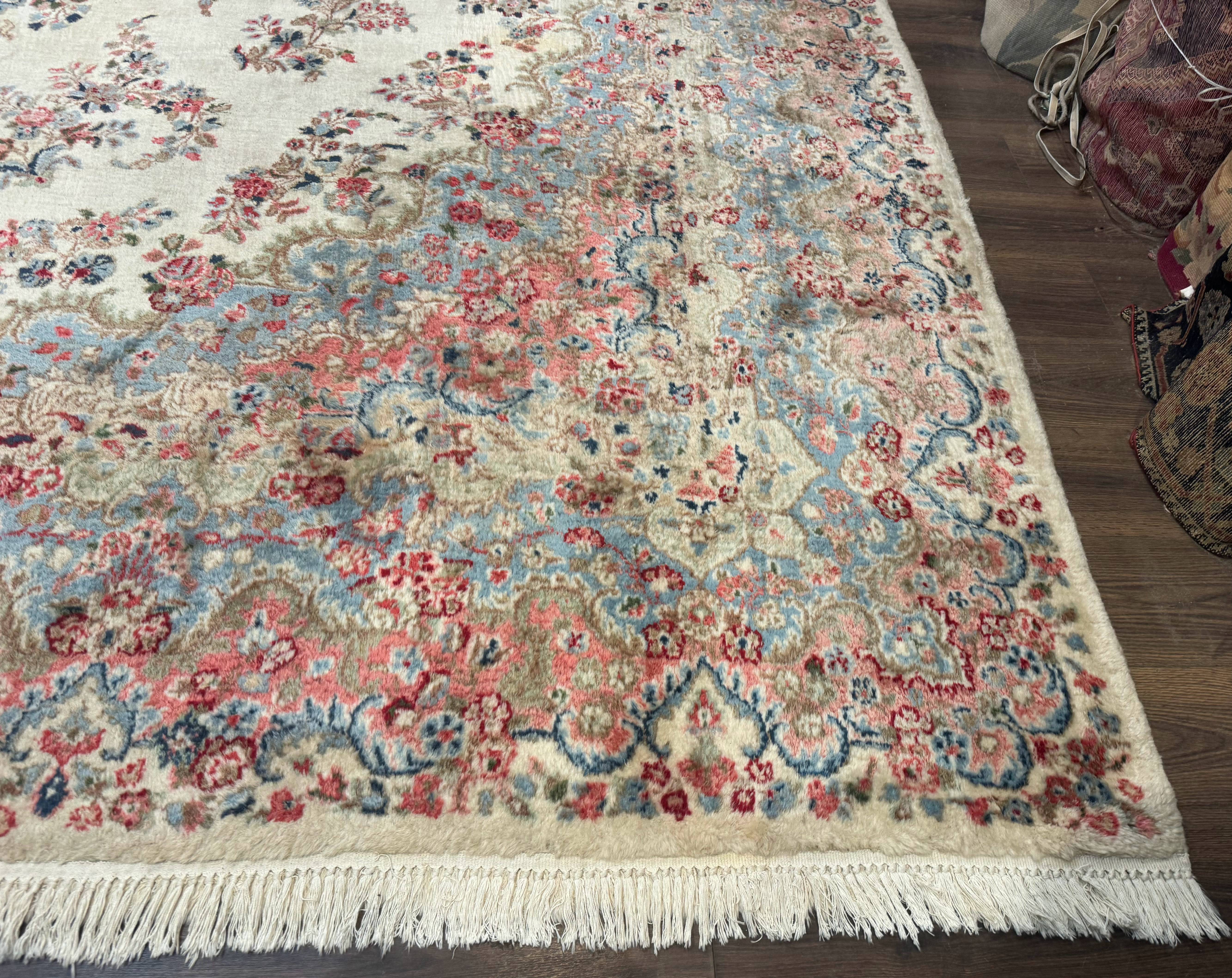 Palace Size Persian Kerman Rug 12x15, Floral, Semi Antique, Hand Knotted Wool Carpet - Jewel Rugs