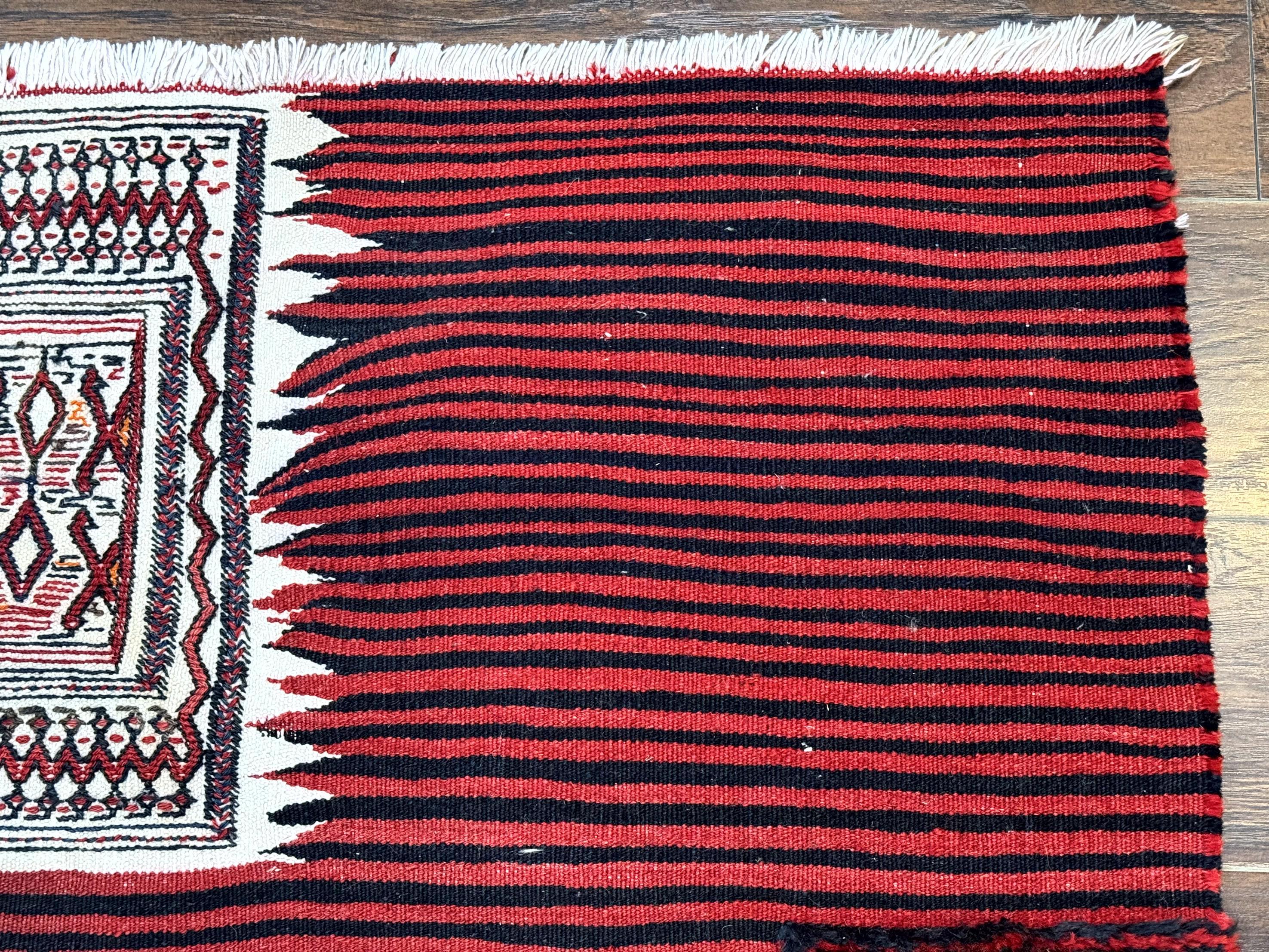 Persian Tribal Nomadic Saddle Cover Rug, Antique, Handmade, Wool, Red Ivory Black, Collectible, Shashavan - Jewel Rugs