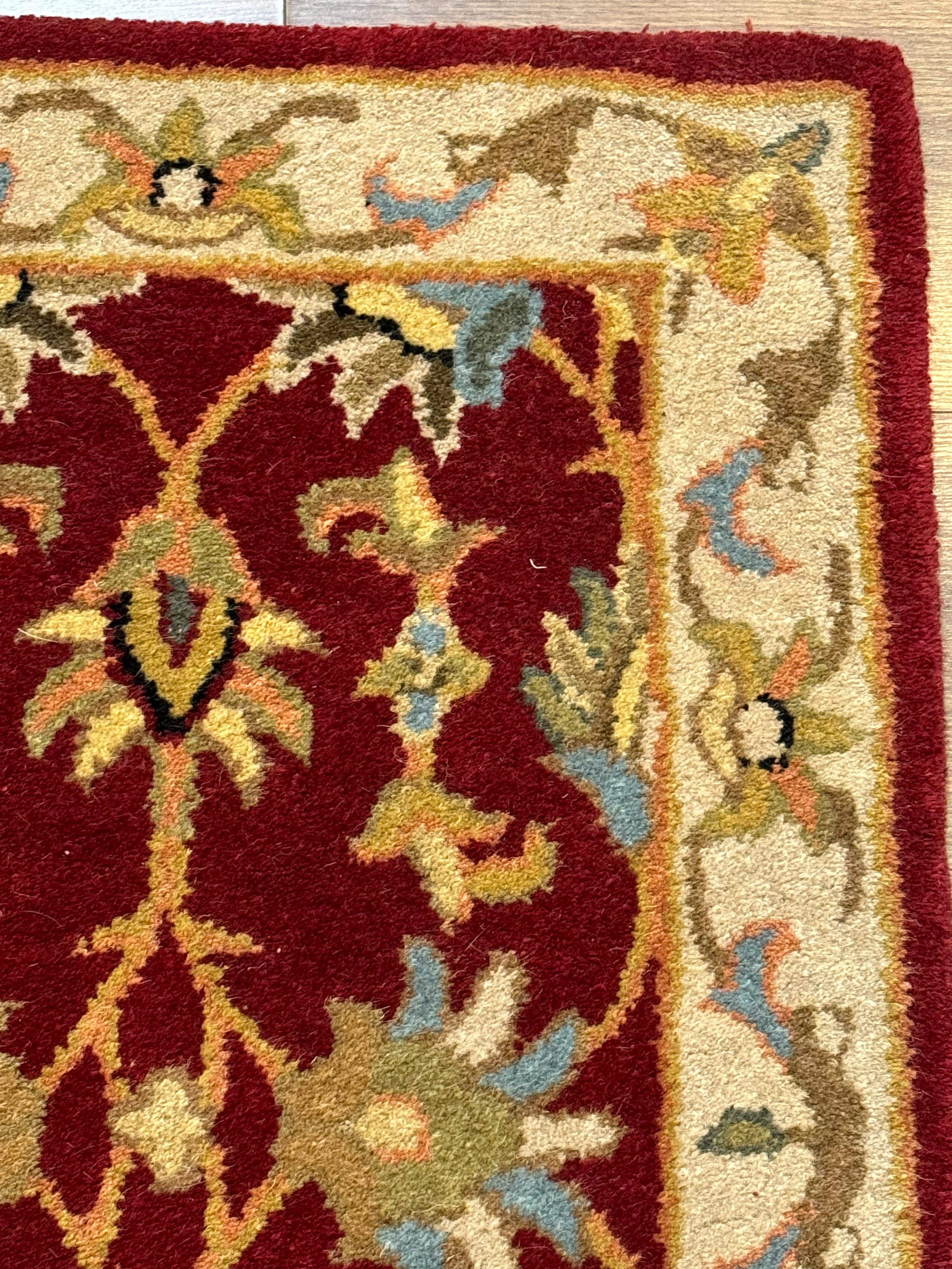 Small Floral Wool Rug 2x3, Safavieh Heritage Collection, Dark Red & Cream - Jewel Rugs