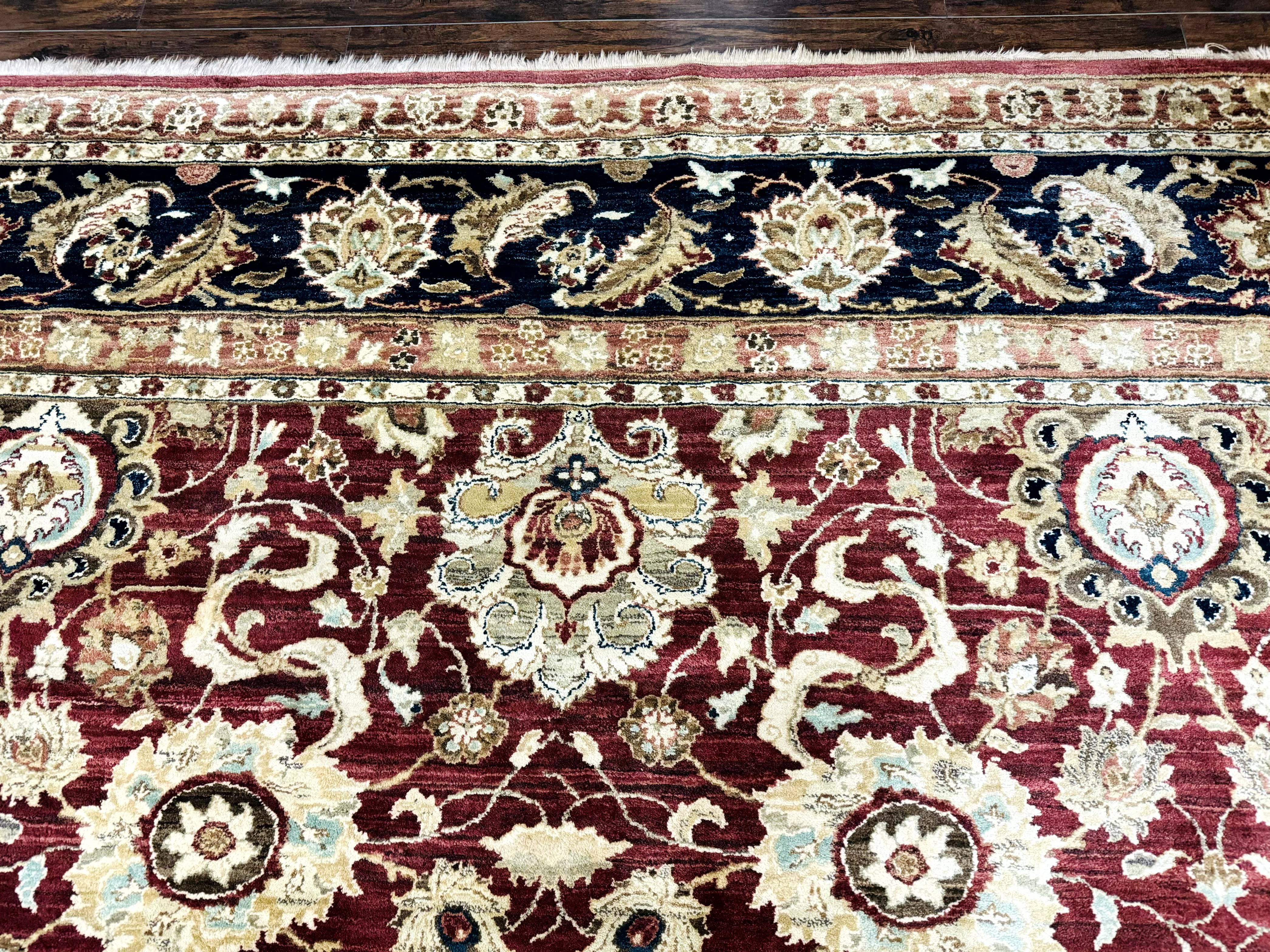 Palace Sized Indian Agra Rug 12x17, Wool Handmade Floral Allover Carpet - Jewel Rugs