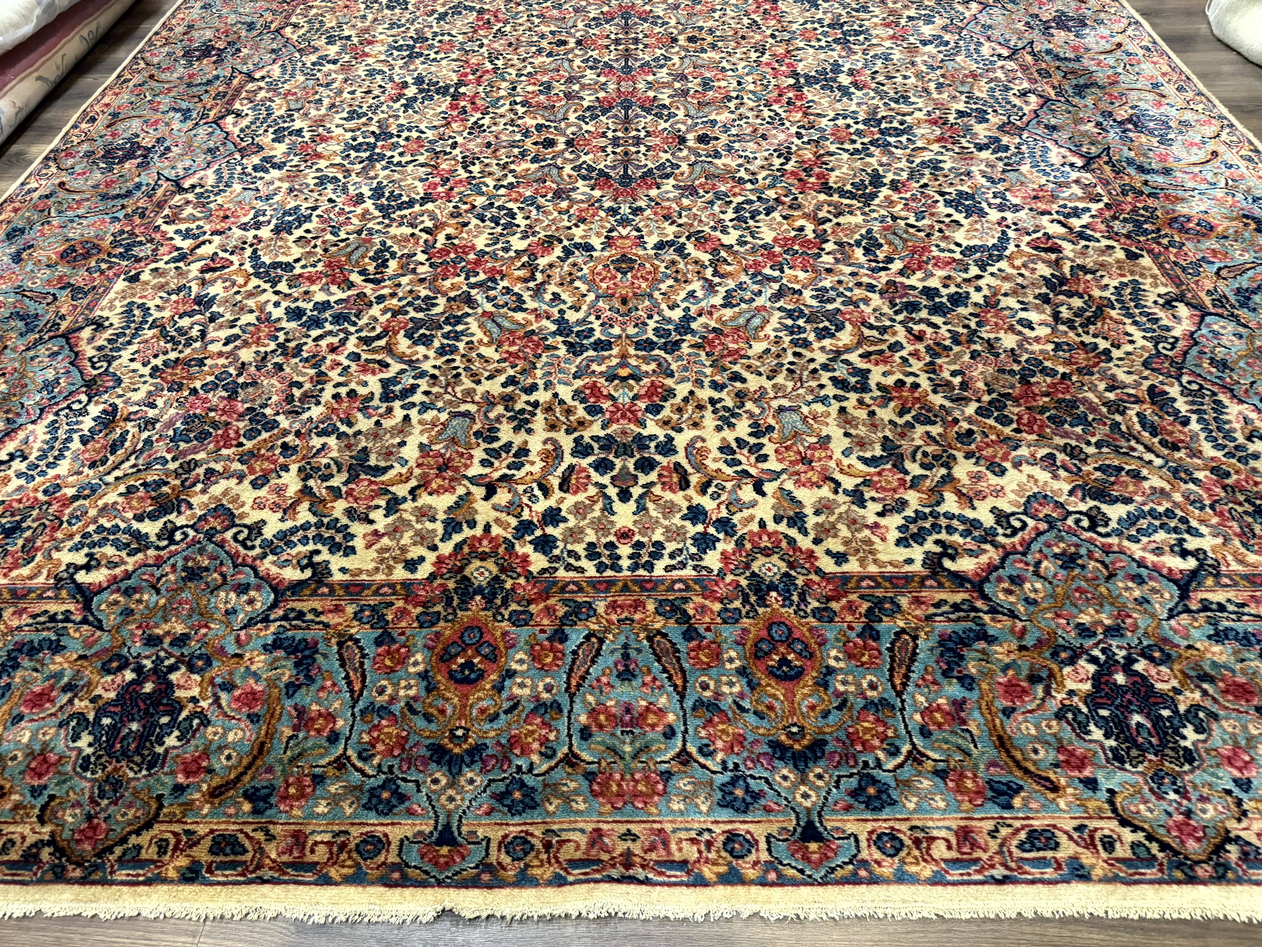 Antique Karastan Floral Kirman Rug 10x14, Wool Discontinued Karastan Carpet - Jewel Rugs