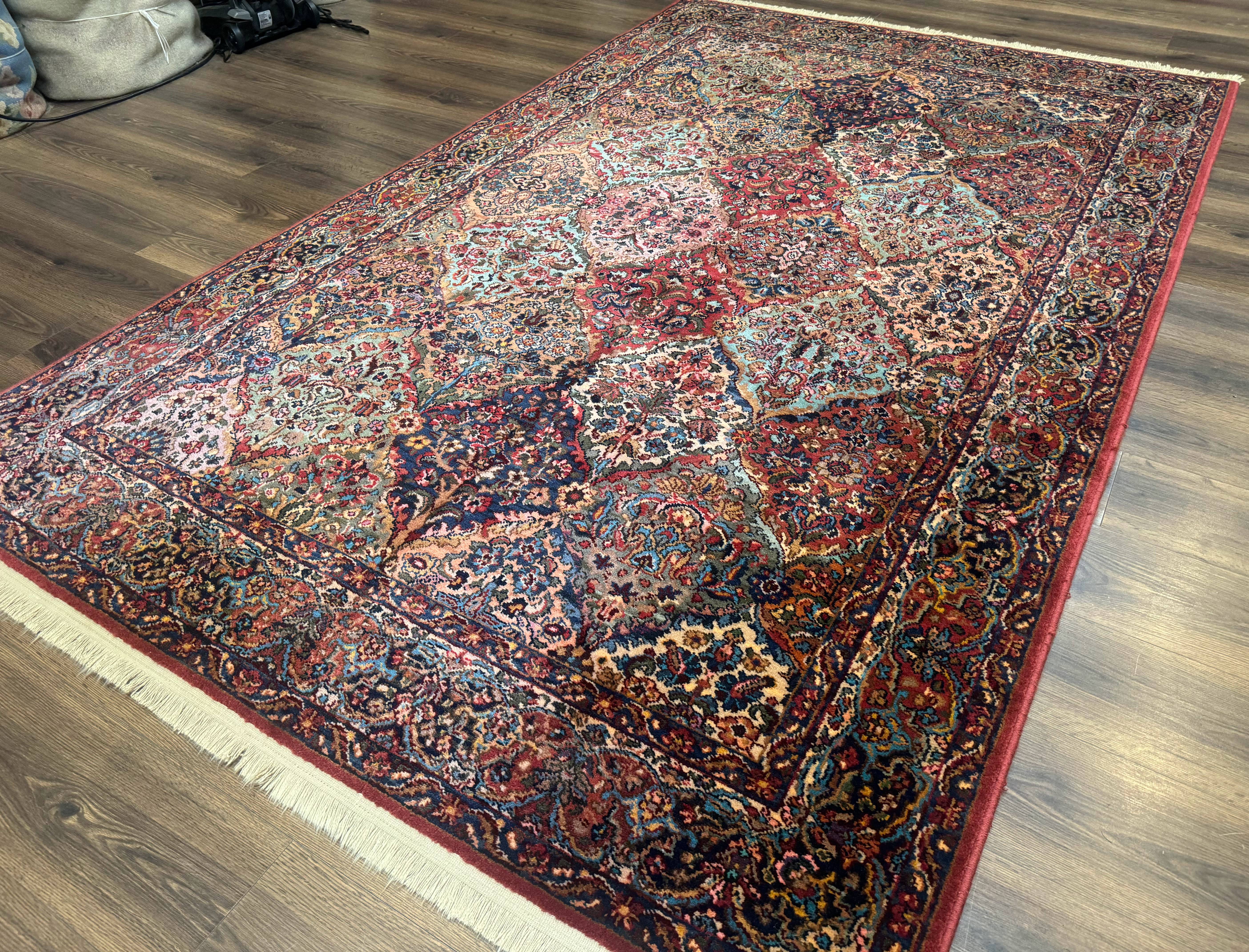 Karastan Rug 5.9 x 9, Multicolor Panel Kirman Rug #717, Wool Original Karastan Collection 700 Series - Jewel Rugs