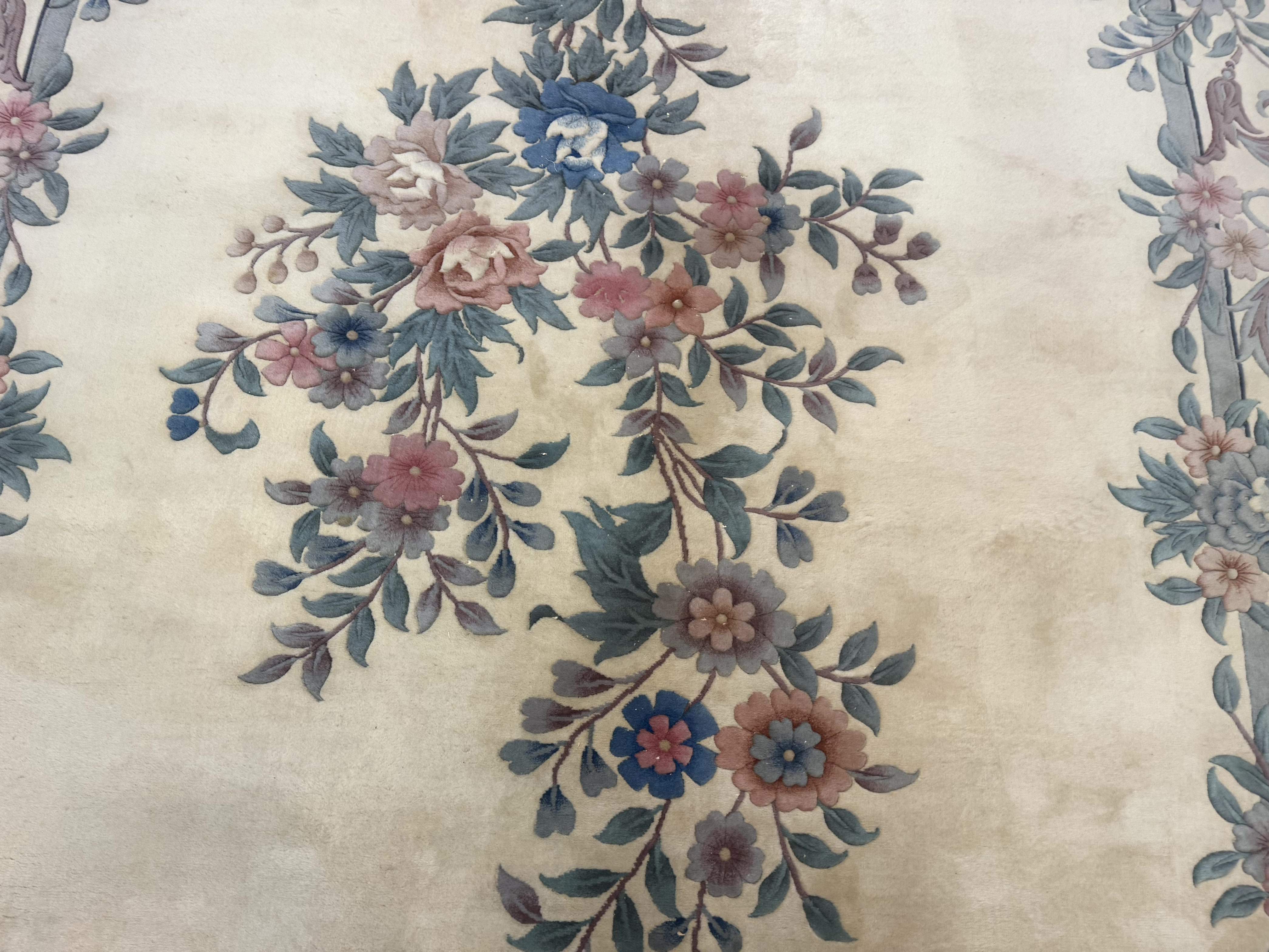 Chinese Wool Rug 9x12 – Ivory, Hand-Knotted Wool Vintage 90 Line Carpet - Jewel Rugs