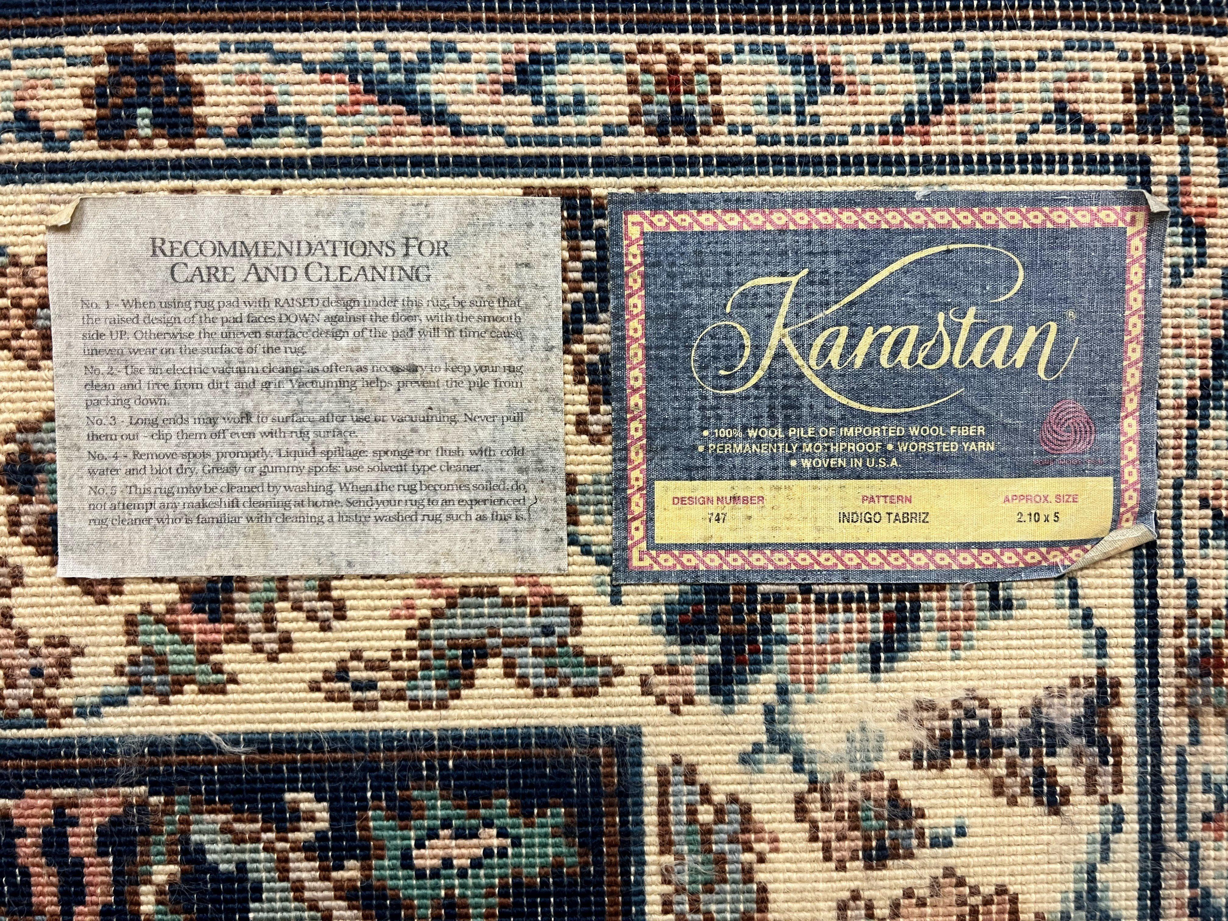 Karastan Rug #747, Indigo Tabrizz 5.9 x 9, Wool Karastan Carpet, Vintage Discontinued Original 700 Series Karastan Area Rug - Jewel Rugs