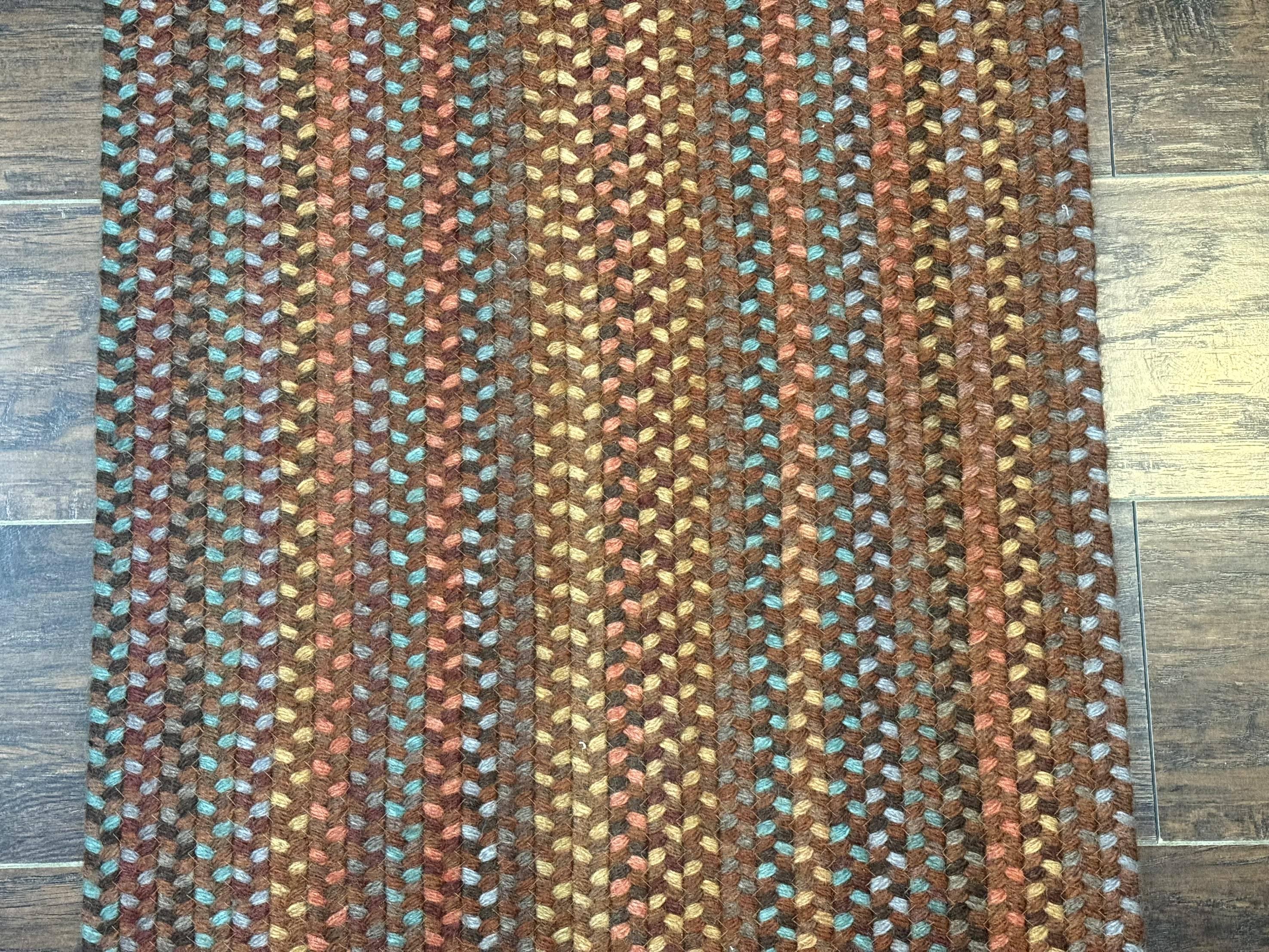 American Braided Runner Rug 2 x 9, Multicolor Vintage Hand Braided Runner 2x9 ft, Oval Braided Runner, Rare Size - Jewel Rugs