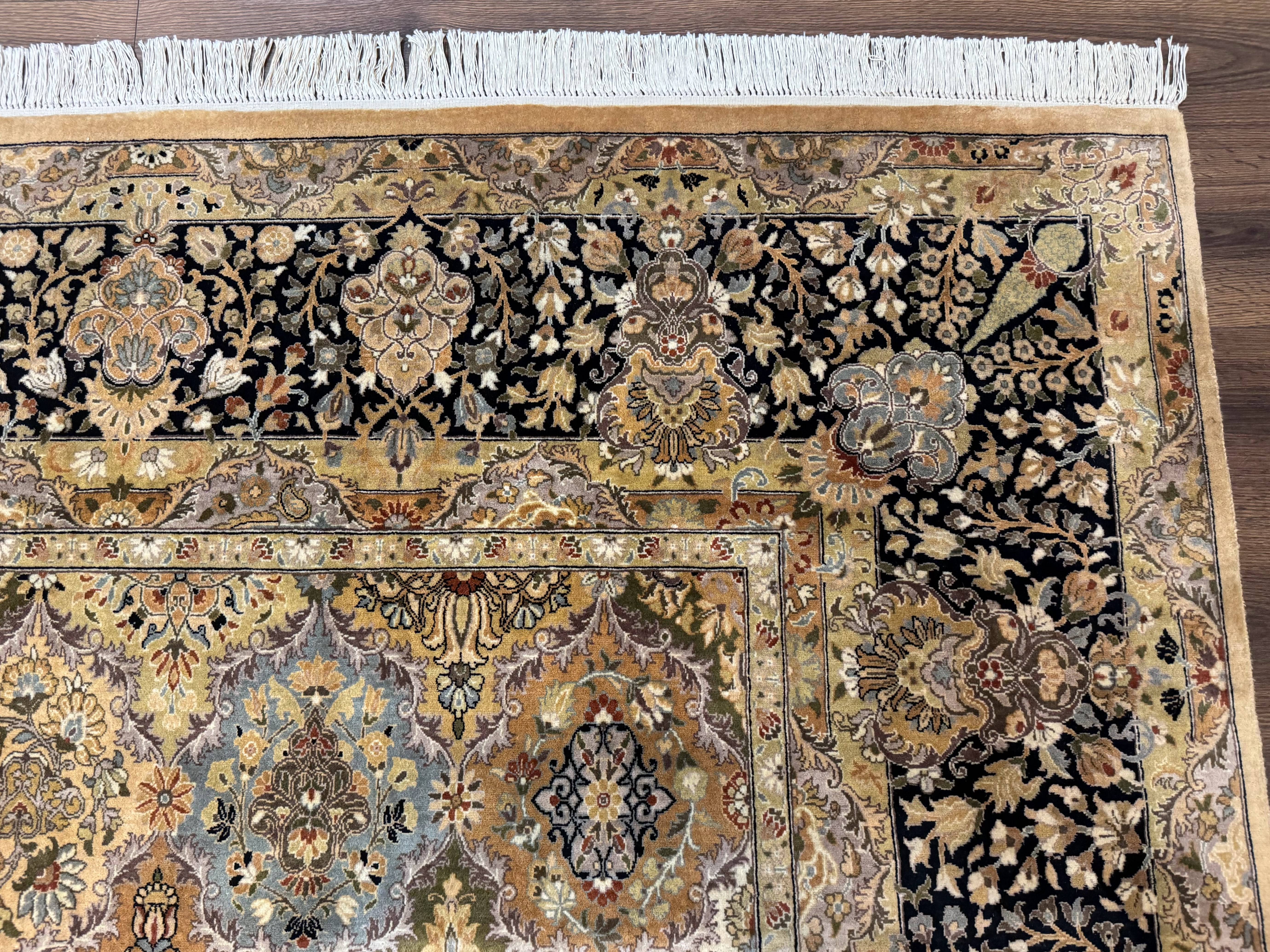 Pakistani Persian Rug 9x12, Multicolor Panel Design, Tan-Gold, Fine 270 KPSI - Jewel Rugs