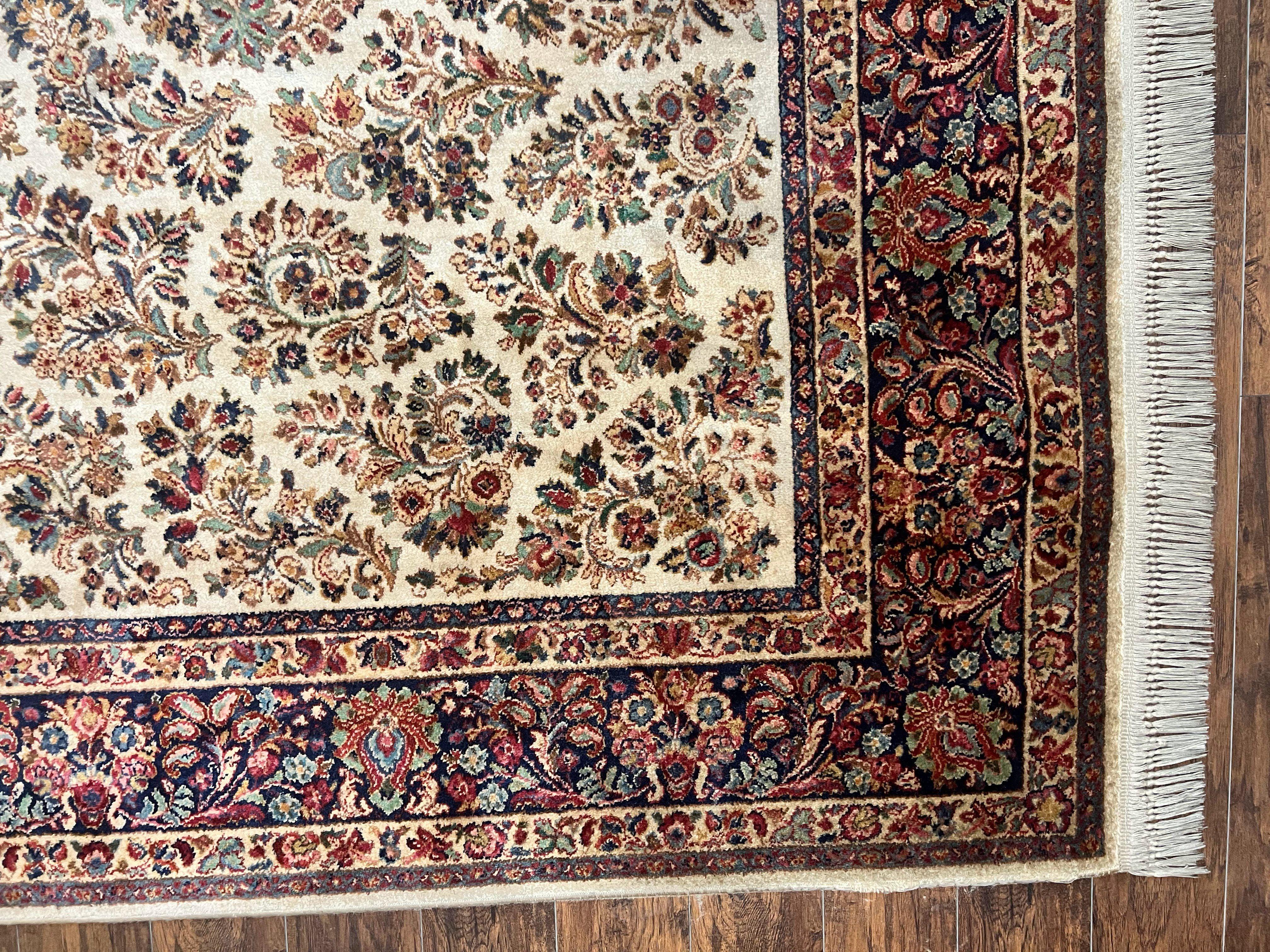 Karastan Rug 8' 8" x 12', Ivory Sarouk #760, Original Karastan Carpet 700 Series, Wool Karastan Area Rug, USA Made, Large Karastan w/ Label - Jewel Rugs