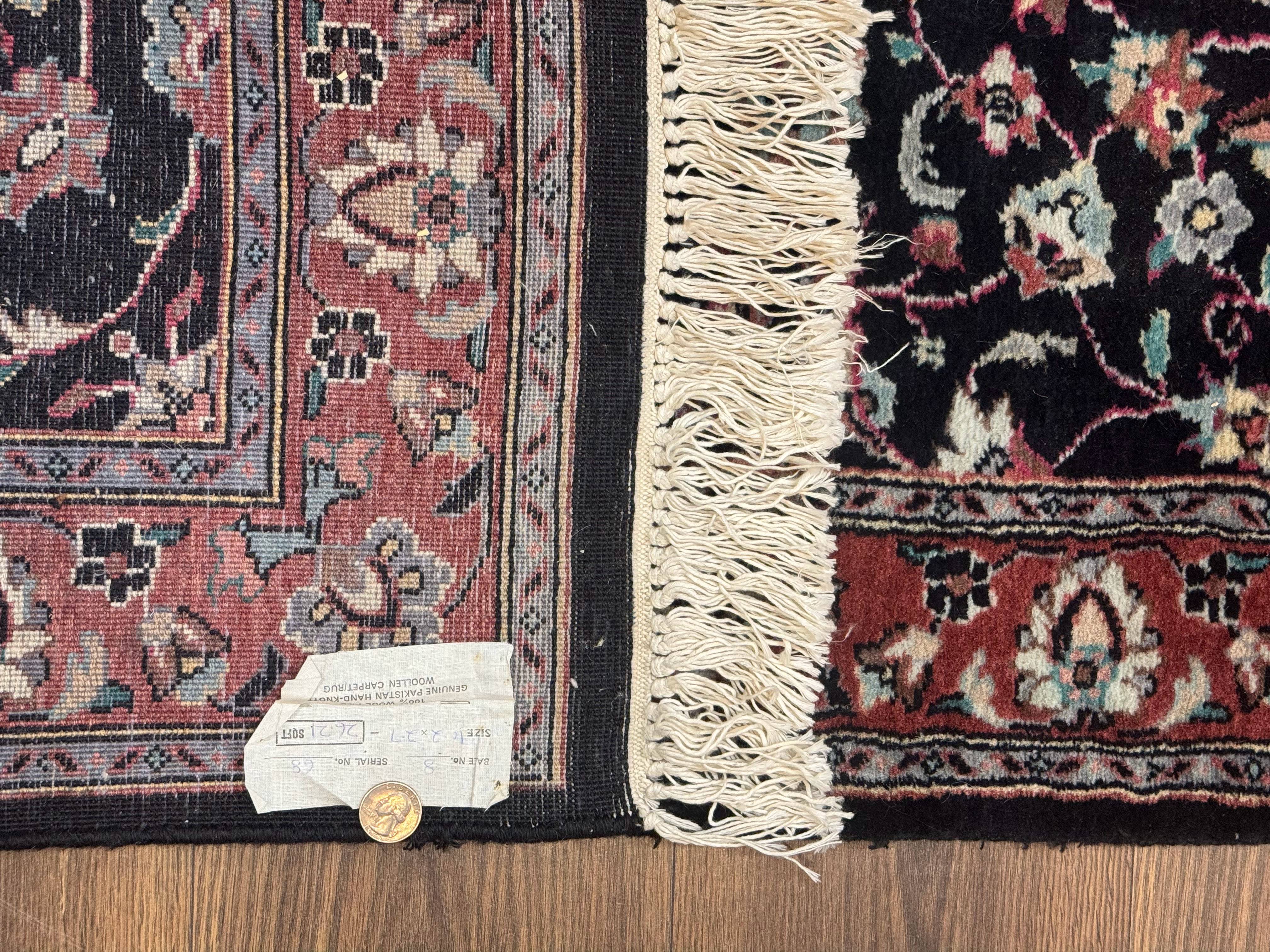 Pak Persian Runner Rug 2.8 x 10, Dark Blue, Floral Allover, Wool - Jewel Rugs